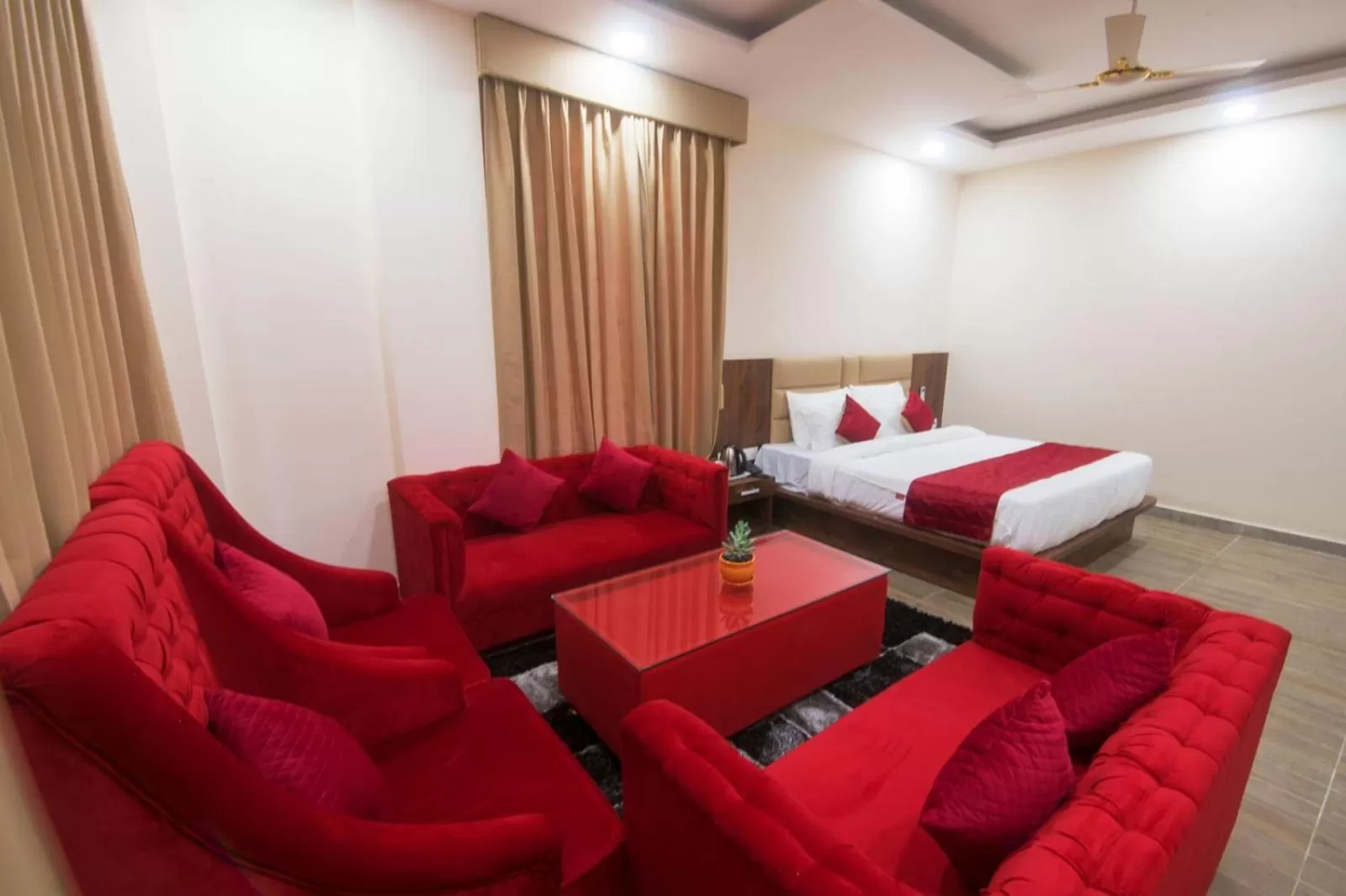 Seating area in Shivaay Morex- A Vegetarian Hotel