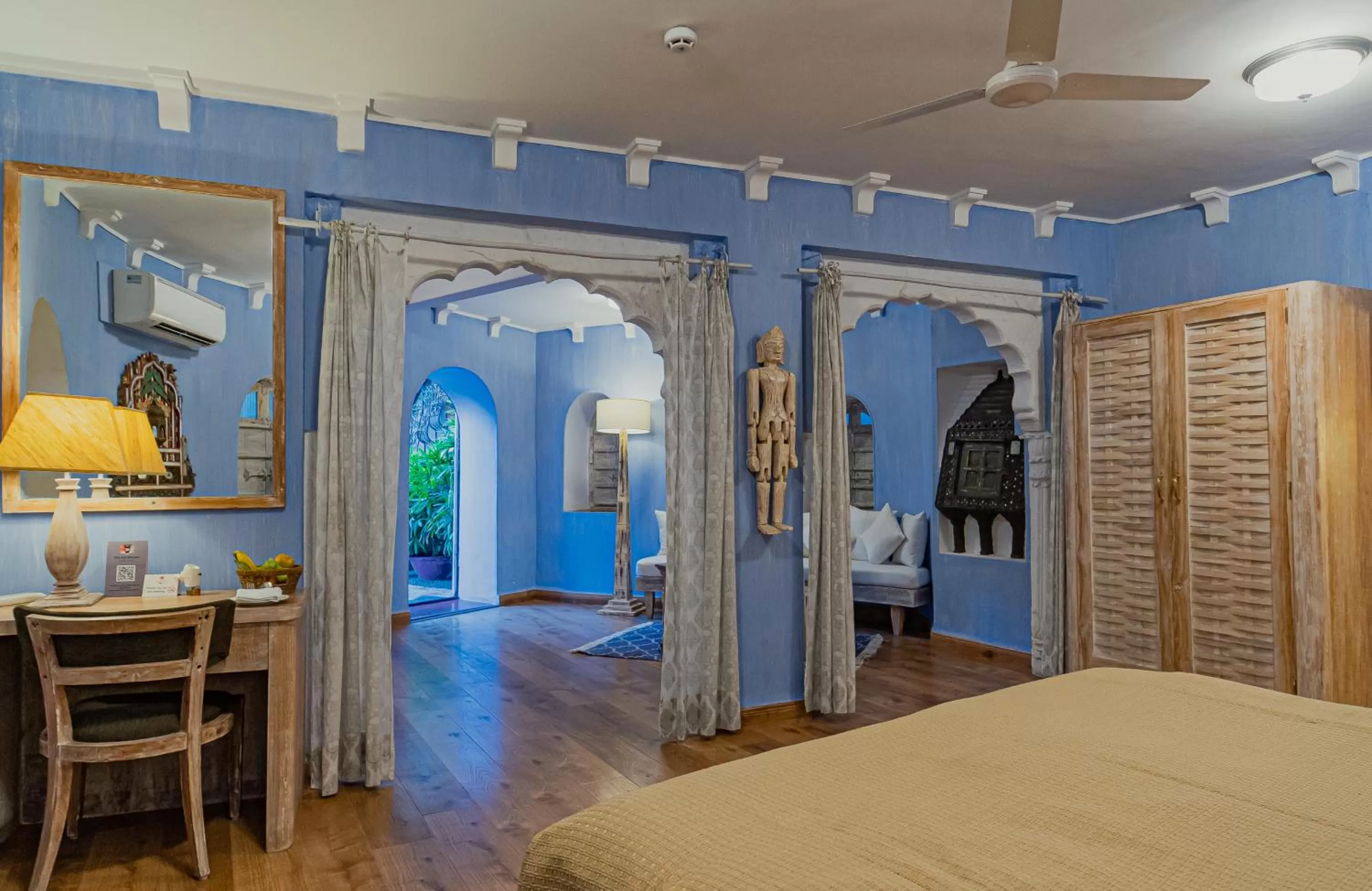 View (from property/room), Bed in Ajit Bhawan - A Palace Resort