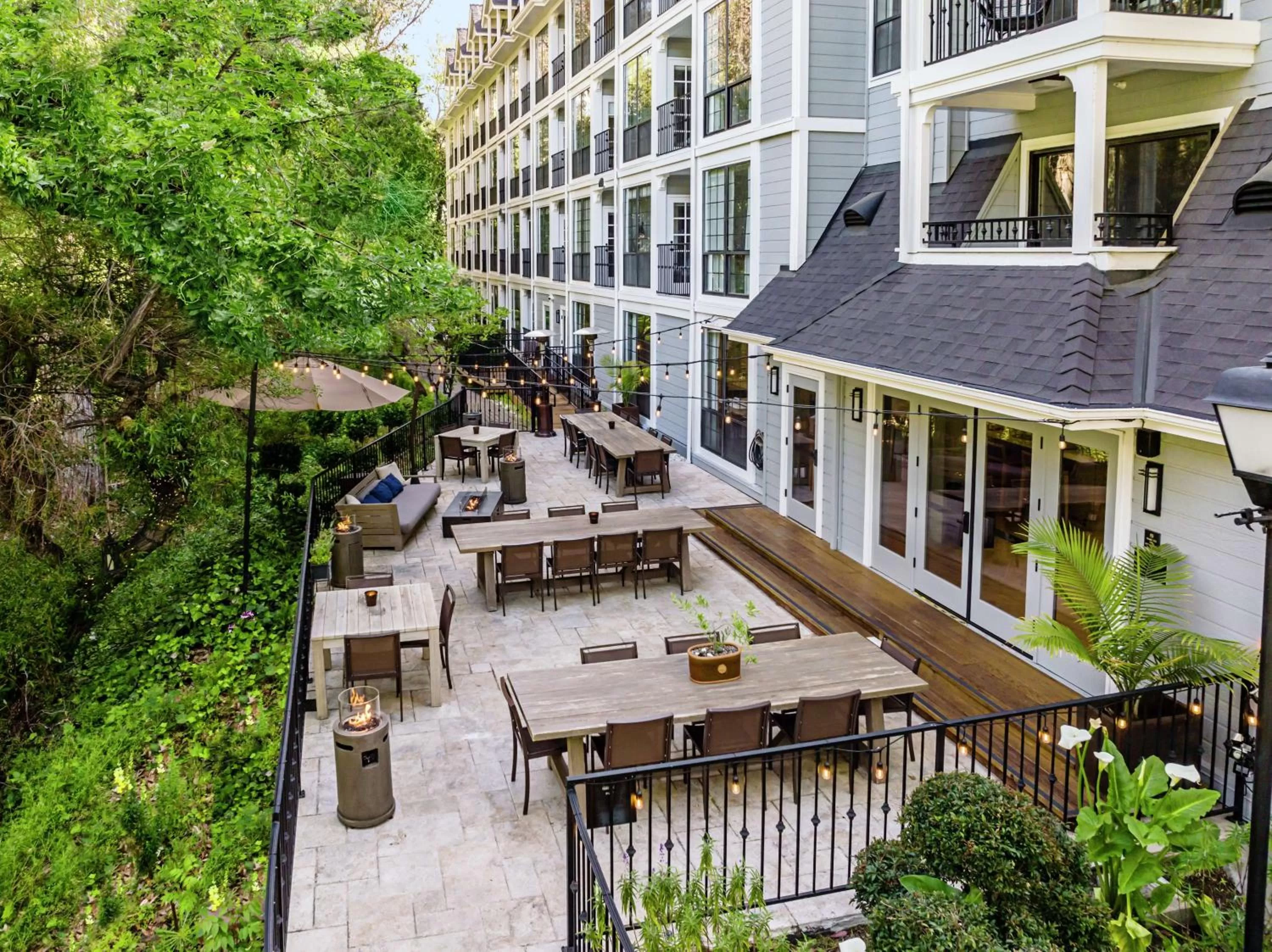 Patio in The Inn at Saratoga, Tapestry Collection by Hilton