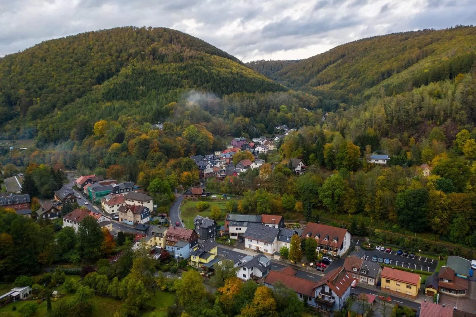 Bird's eye view, Bird's-eye View in Hotel-Gasthof Hüttensteinach
