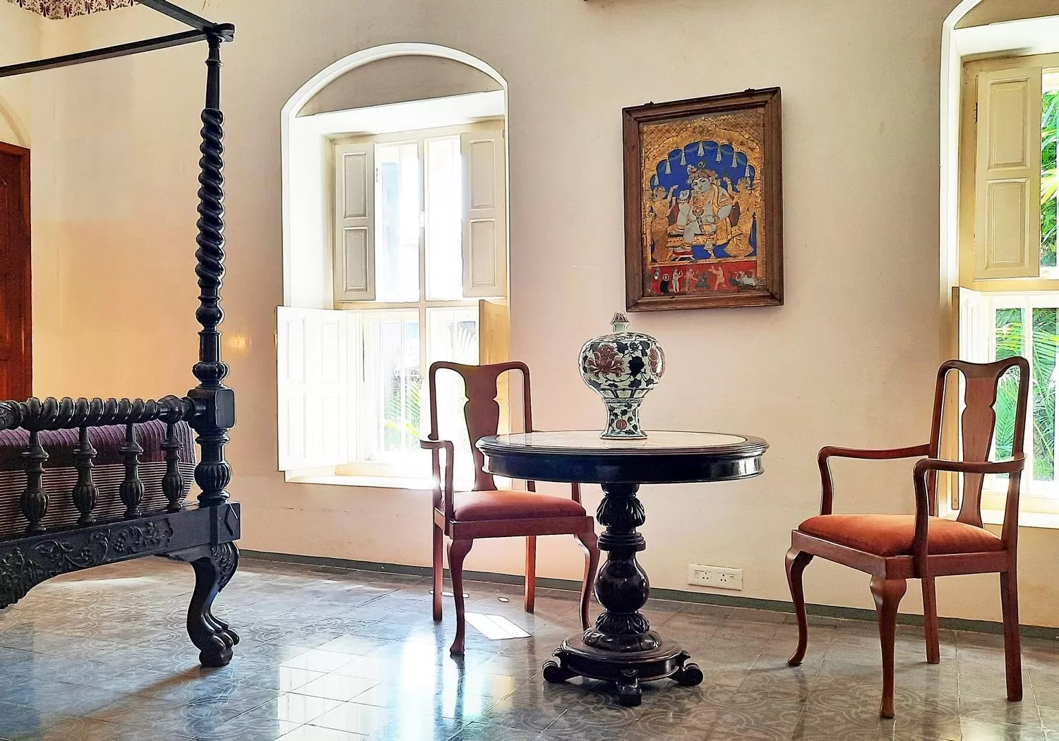 Decorative detail, Seating Area in Saratha Vilas Chettinad