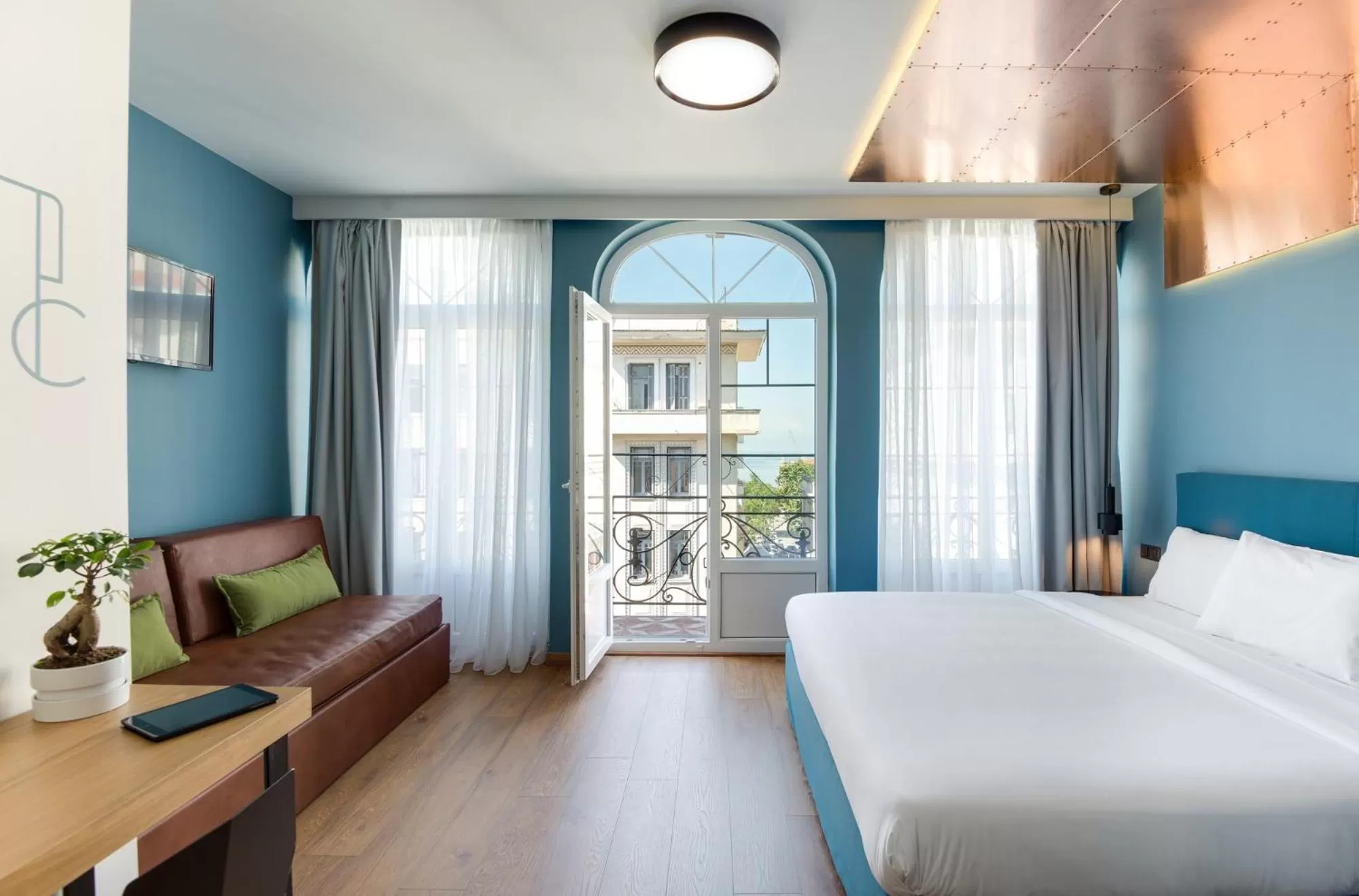 View (from property/room), Bed in Colors Urban Hotel Thessaloniki