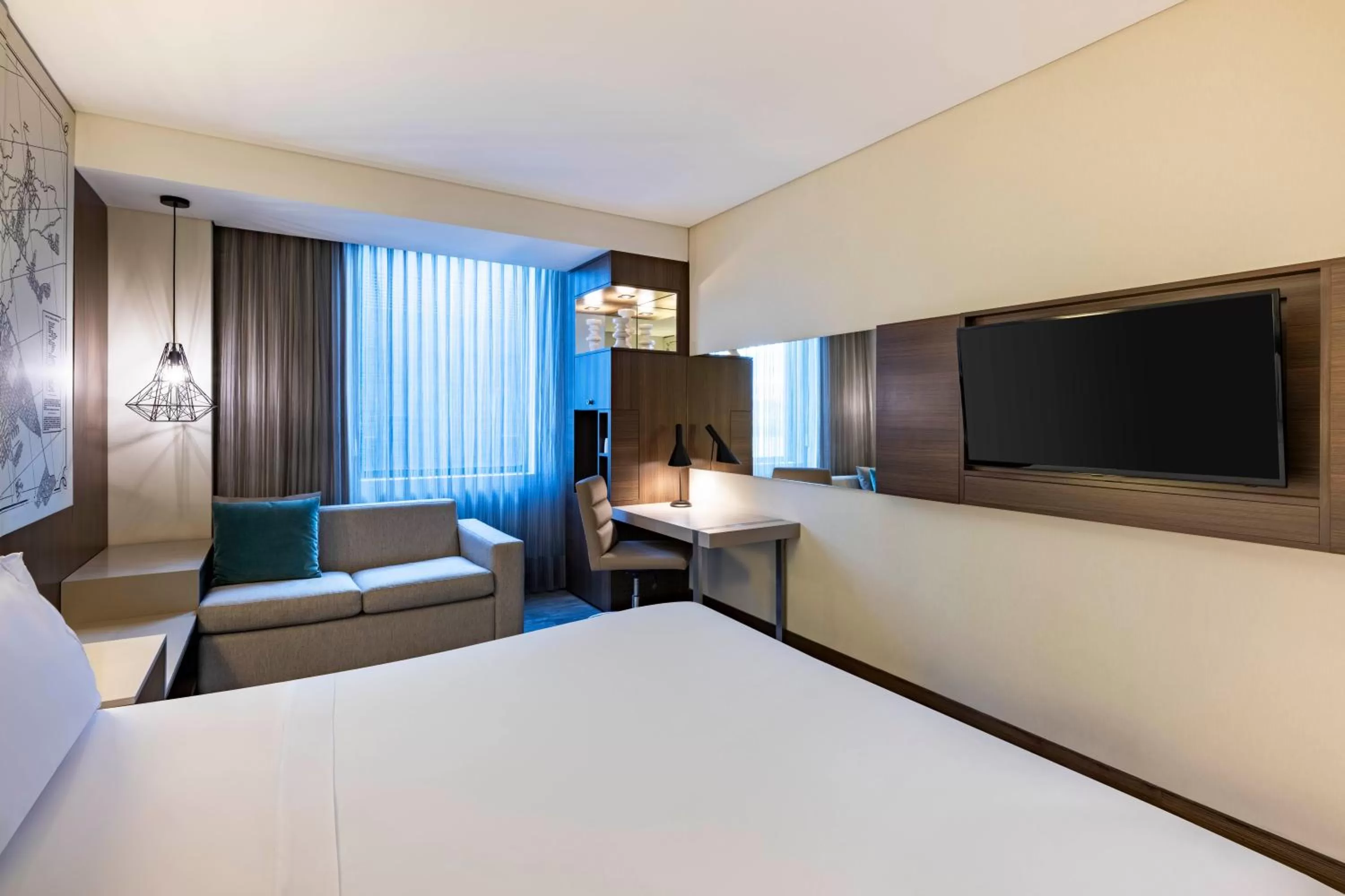 room service, Bed in Courtyard by Marriott Bogota Airport