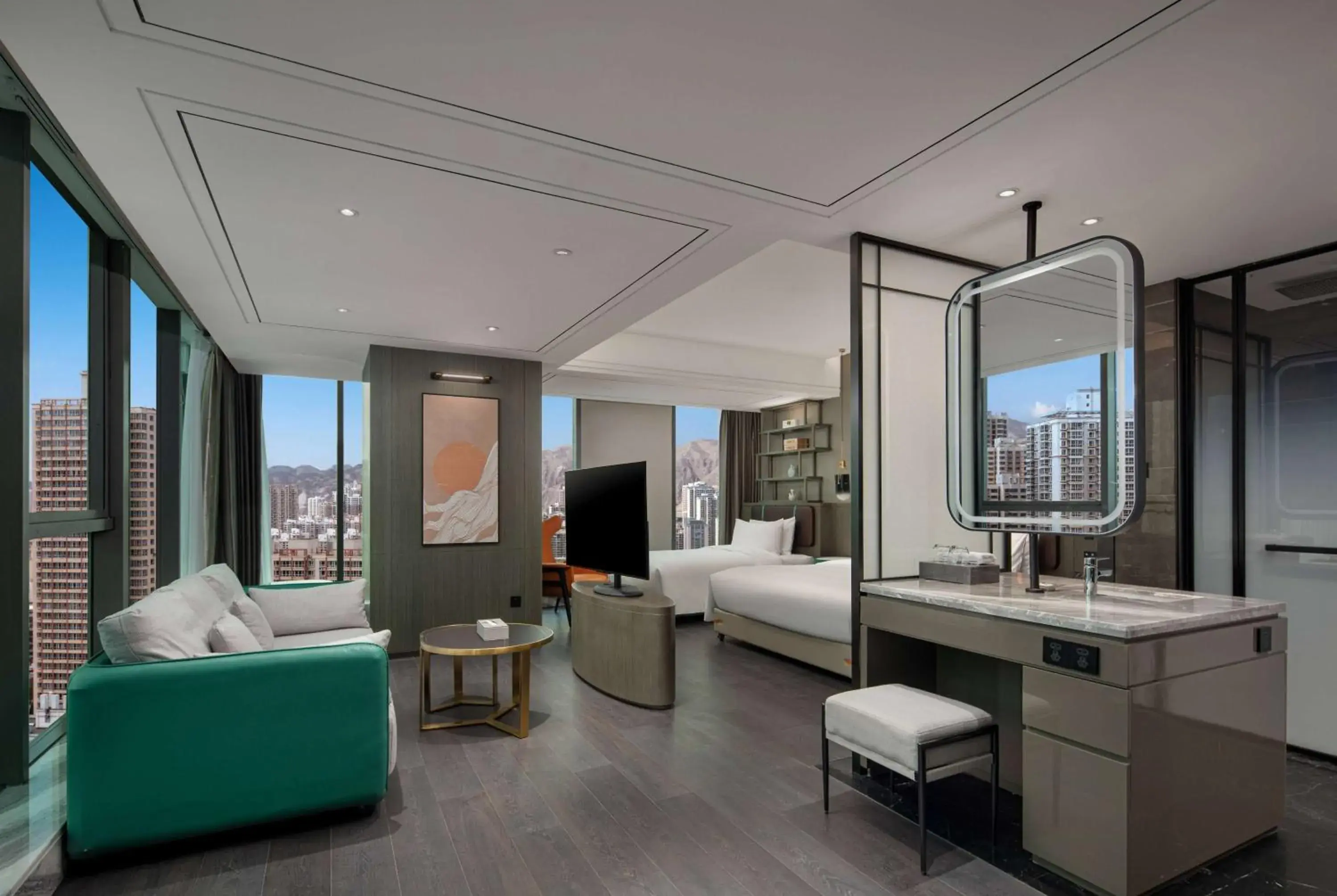 Family Suite with 1 King Bed, 1 Single Bed, Non-Smoking in Wyndham Garden Lanzhou West Railway Station Family Suite with 1 King Bed, 1 Single Bed, Non-Smoking in Wyndham Garden Lanzhou West Railway Station