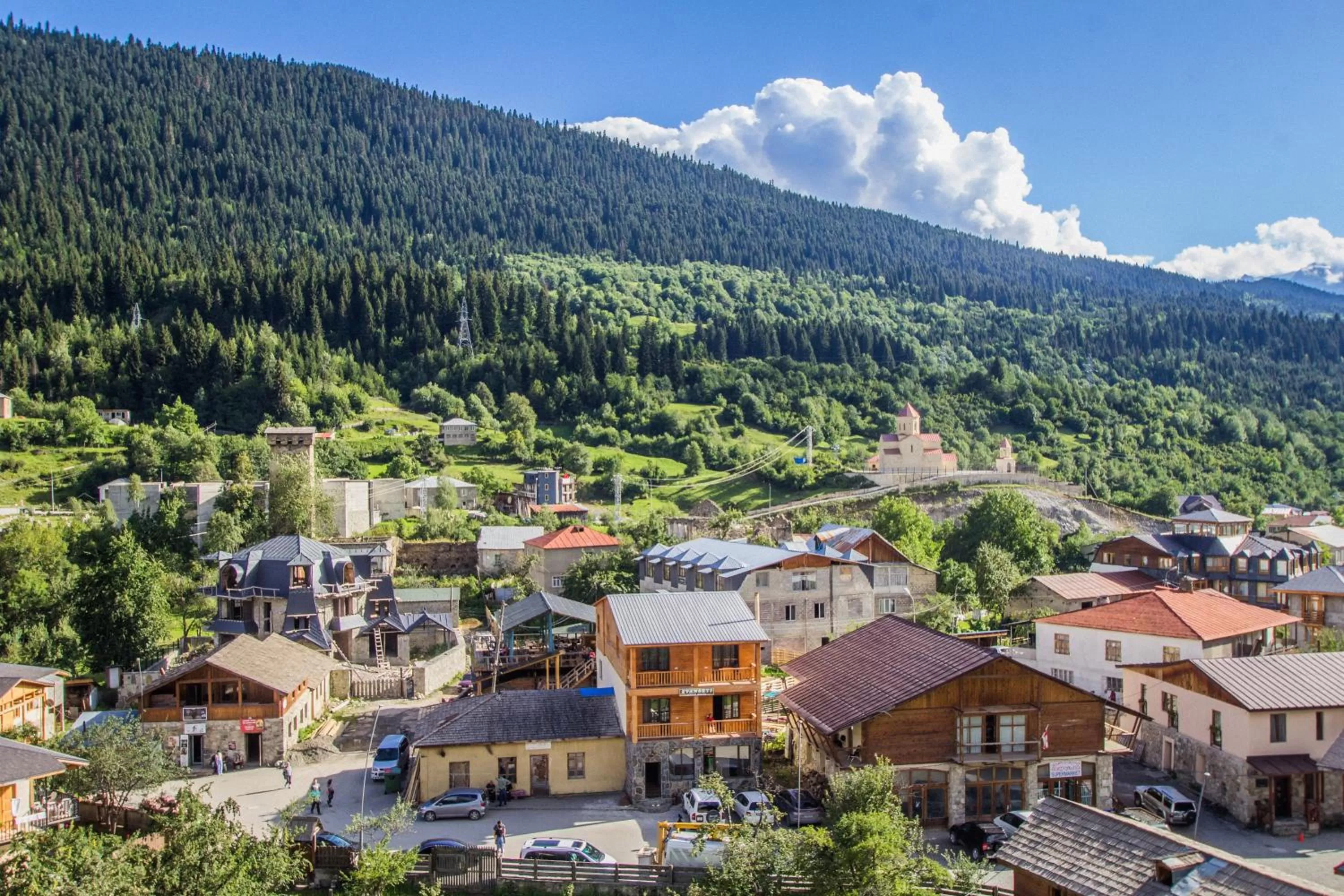 Facade/entrance, Bird's-eye View in Hotel Svanseti