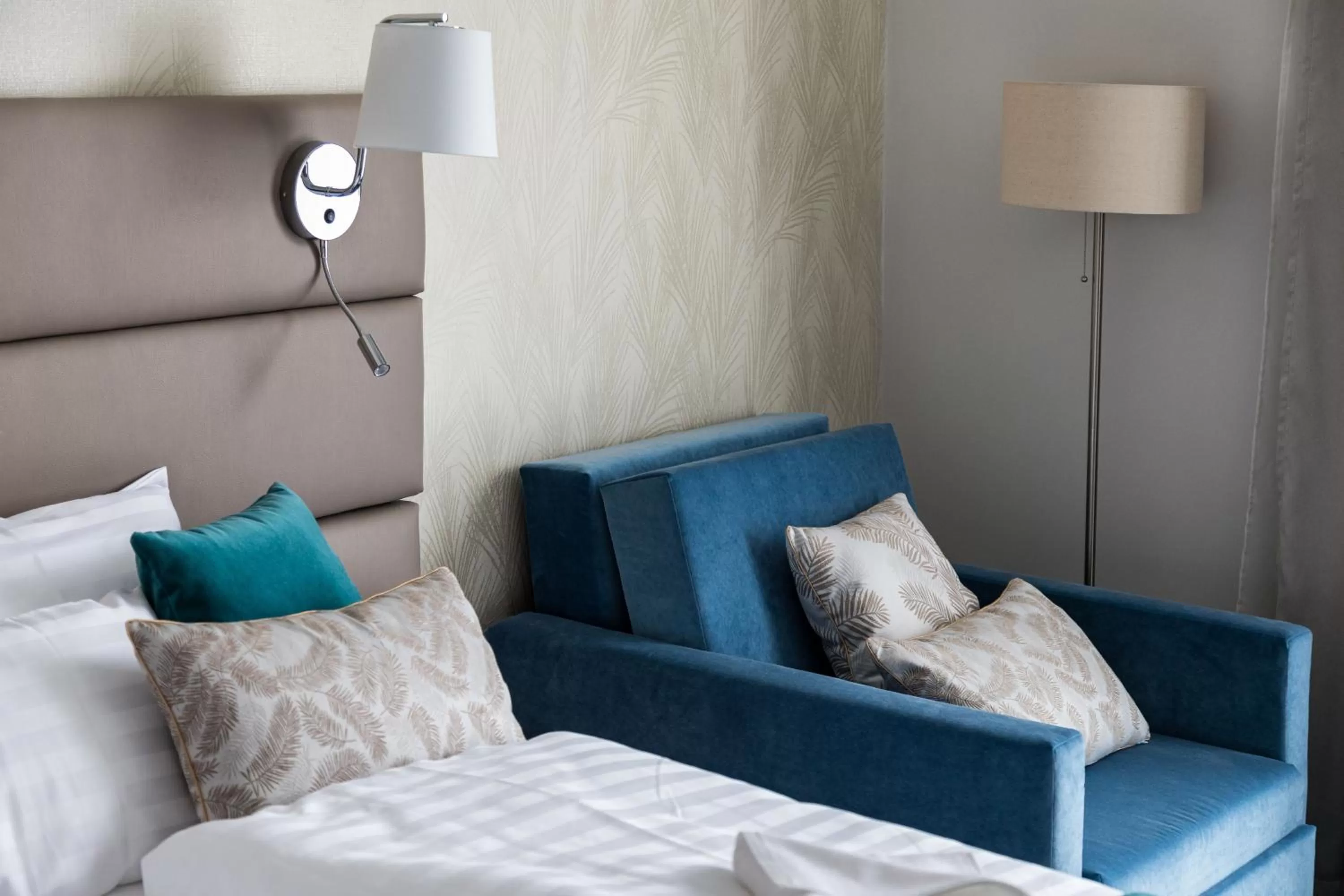 Bed, Seating Area in Villa Bérc