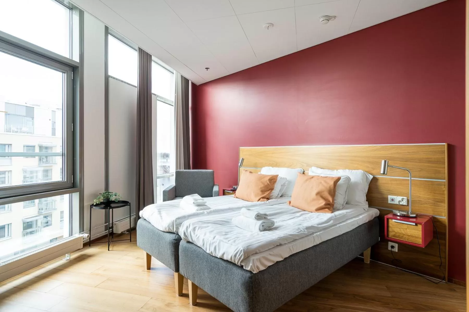 Bed in Hiisi Hotel Helsinki Jätkäsaari