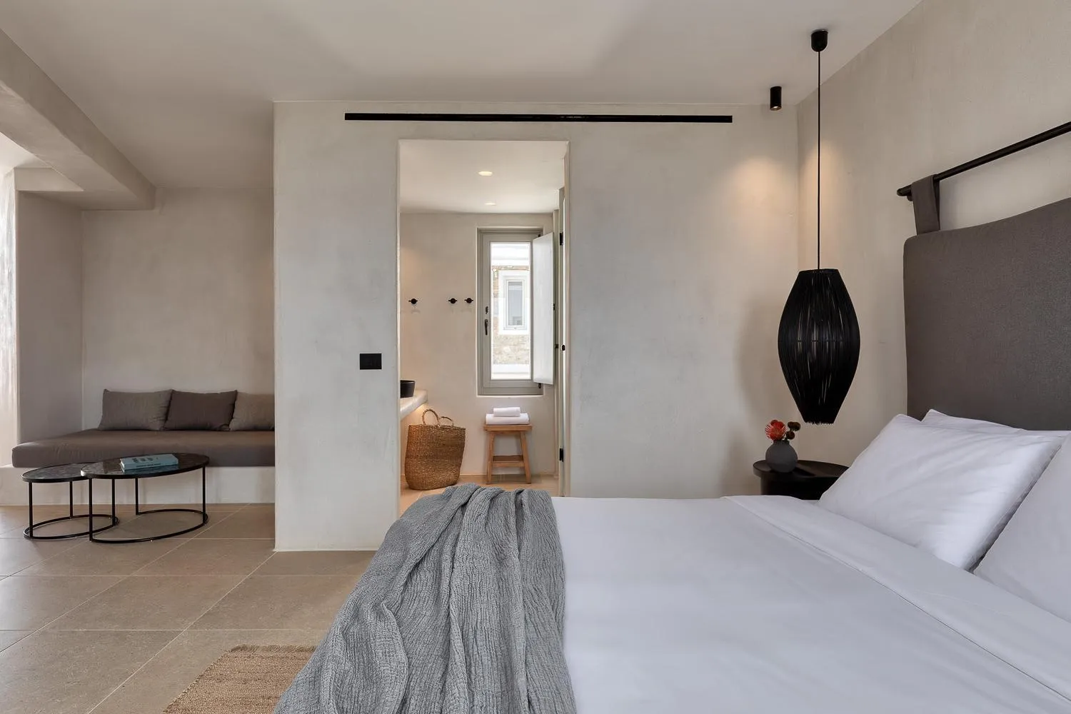 Bed in Rocabella Mykonos Hotel