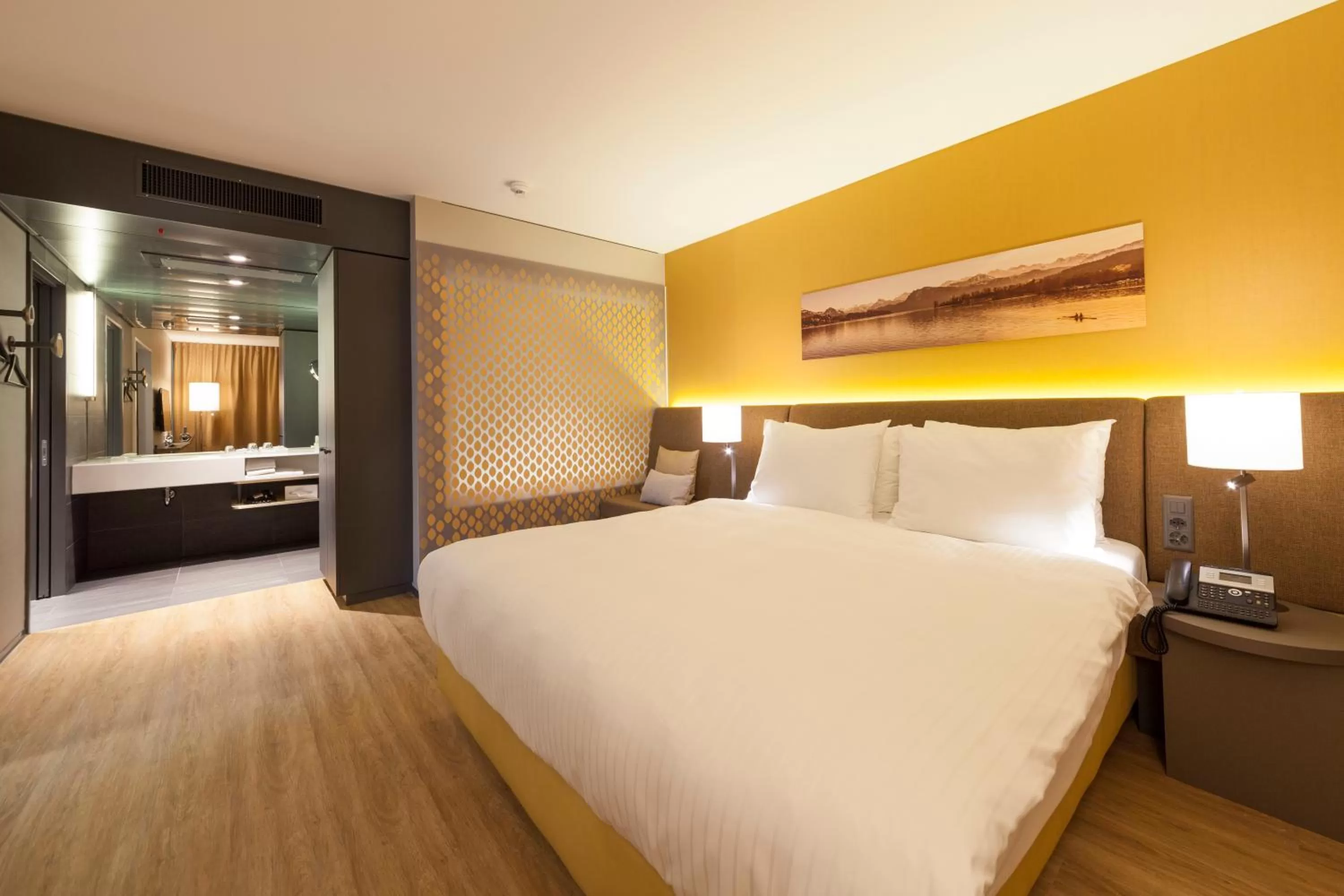 Bathroom, Bed in Radisson Blu Hotel, Lucerne