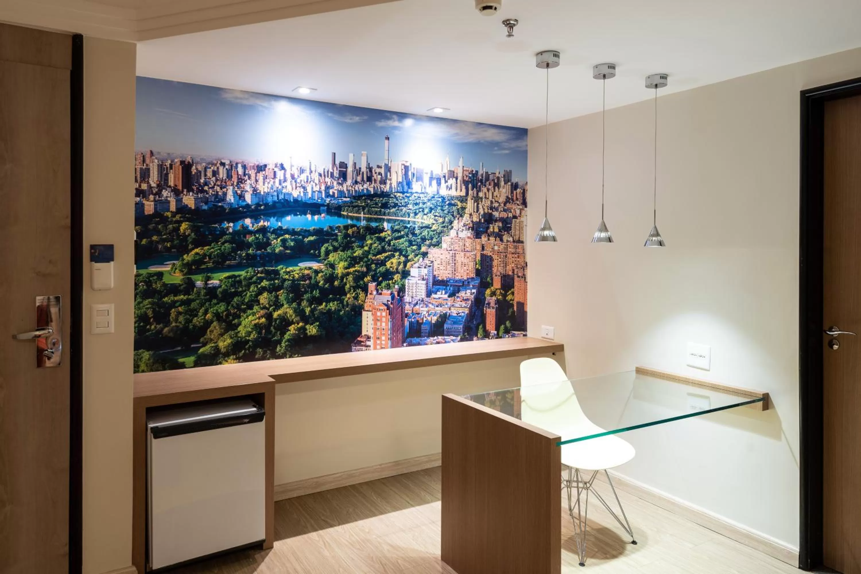 Communal lounge/ TV room in Manhattan Plaza