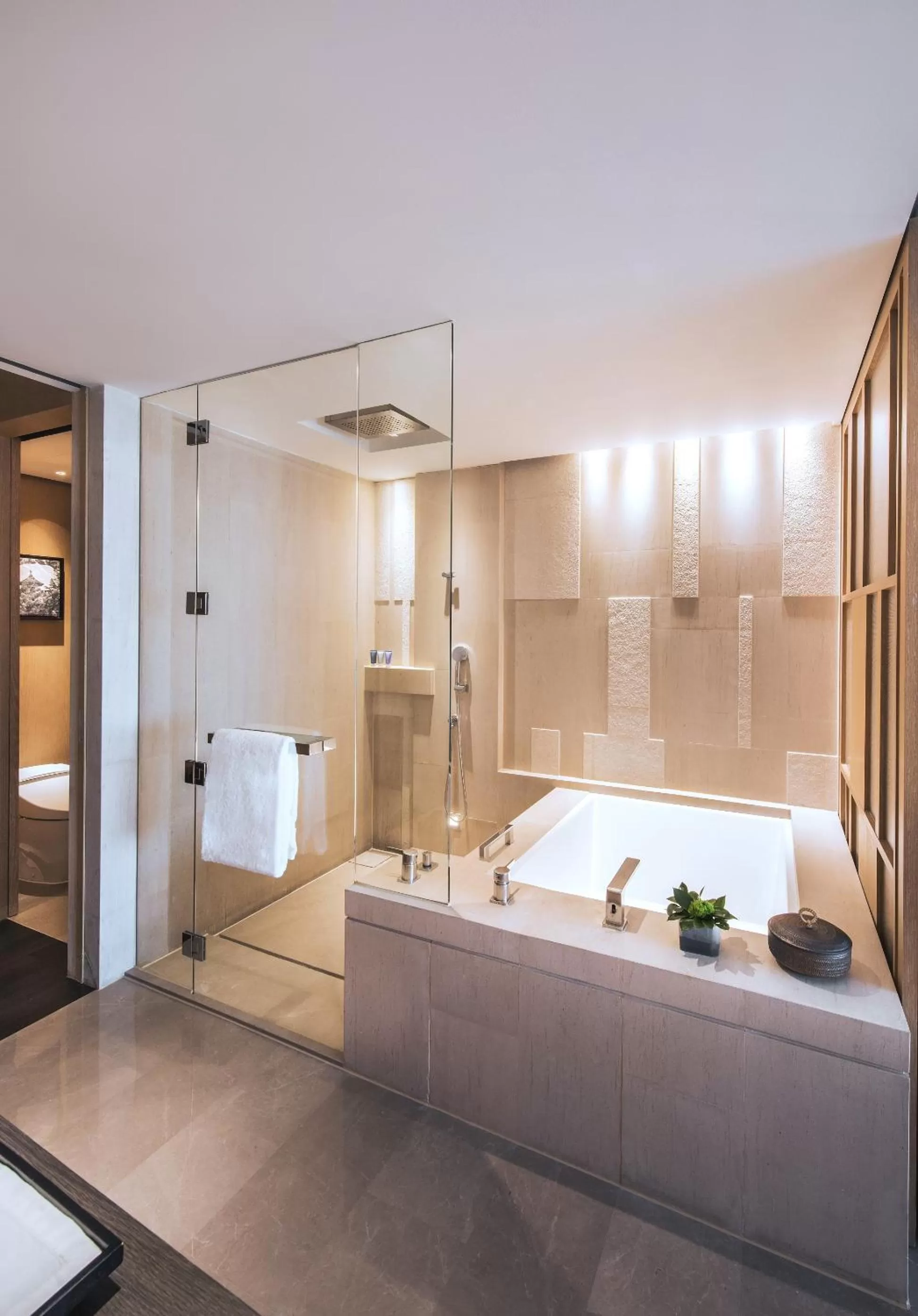 Bathroom, Bed in Park Hyatt Beijing