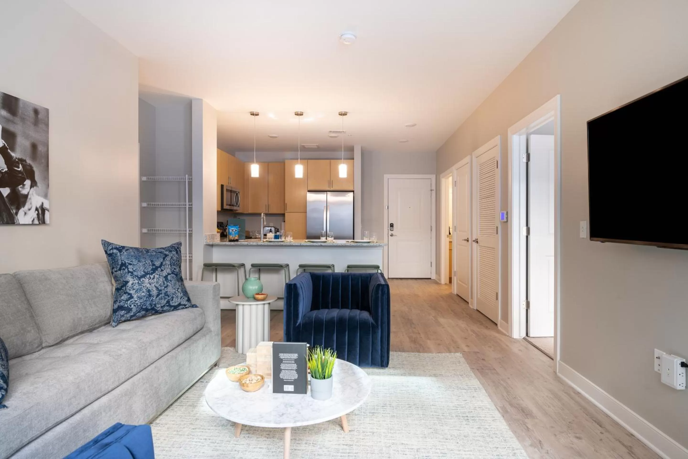 Living room, Seating Area in Mint House Detroit - New Center