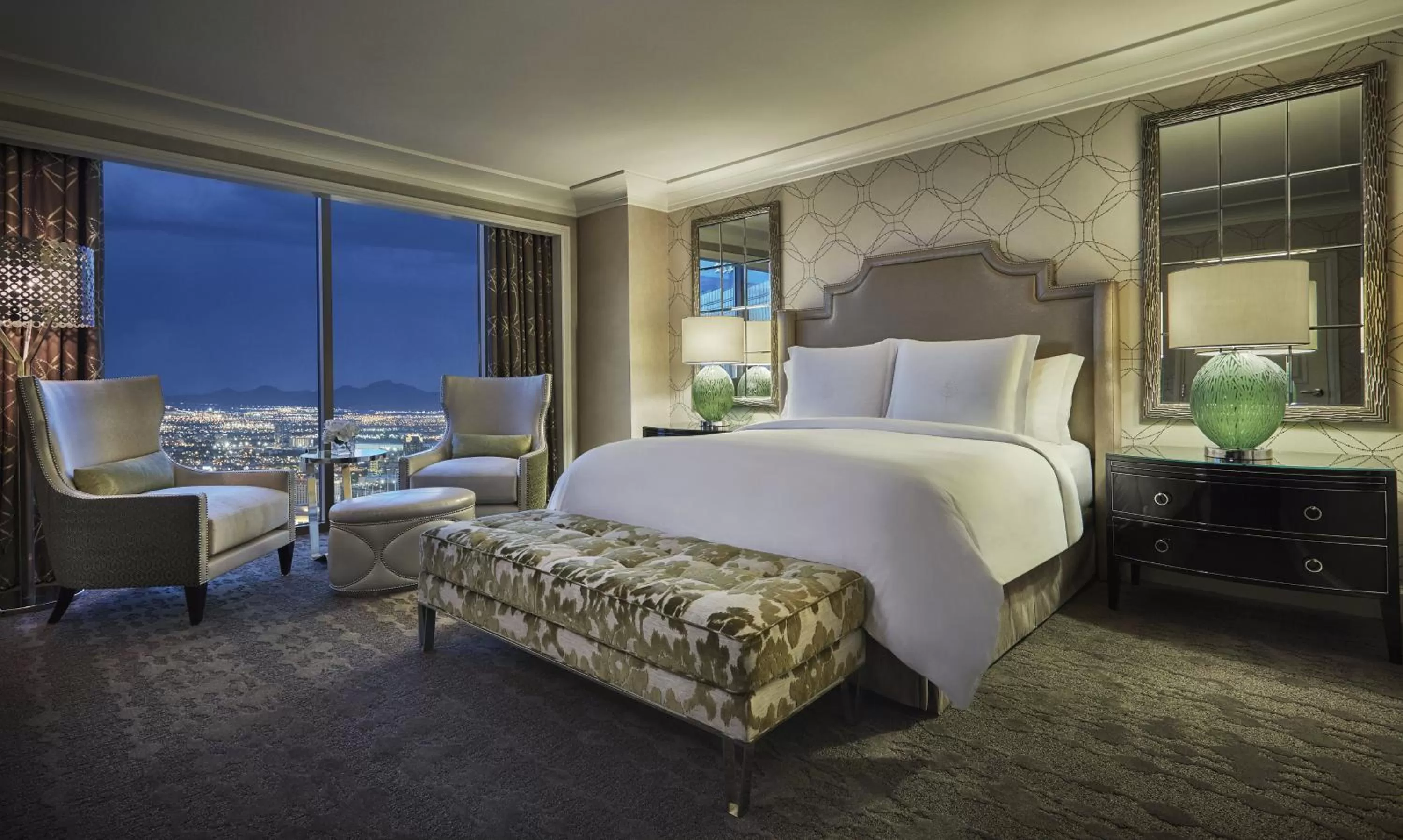 View (from property/room), Bed in Four Seasons Hotel Las Vegas