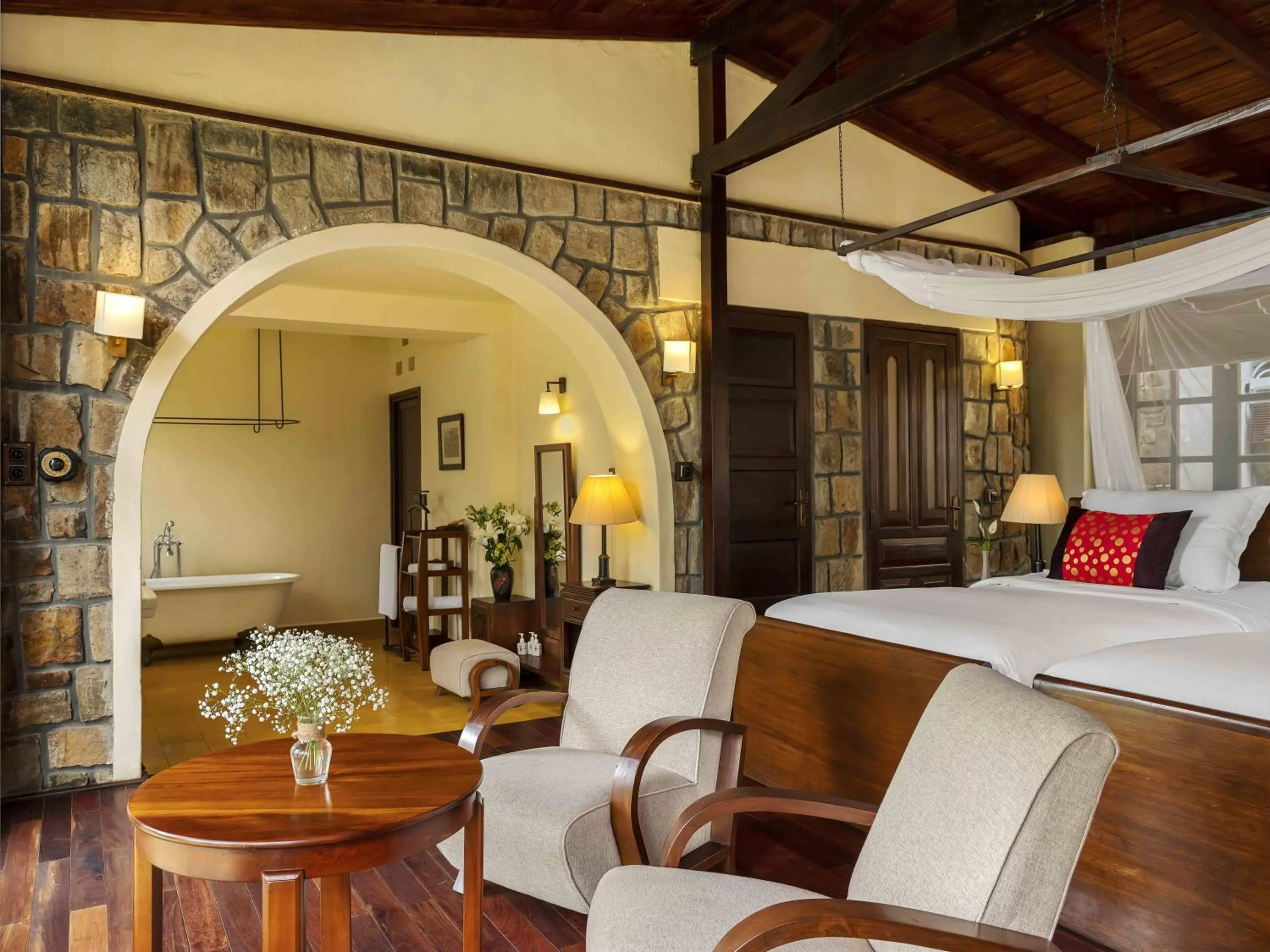 Seating area, Bed in Ana Mandara Villas Dalat Resort & Spa