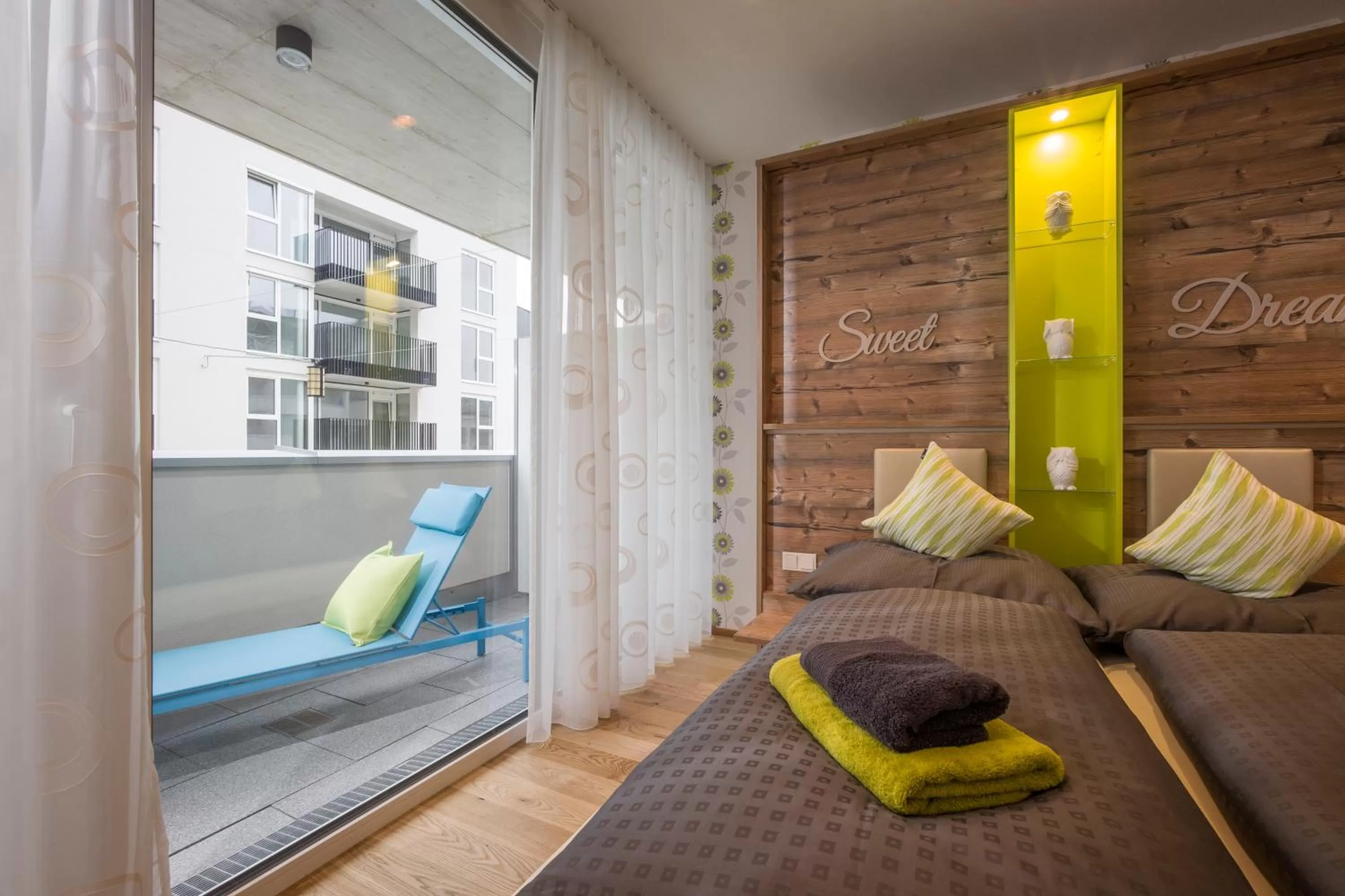 Balcony/Terrace, Bed in Private Living Apartments