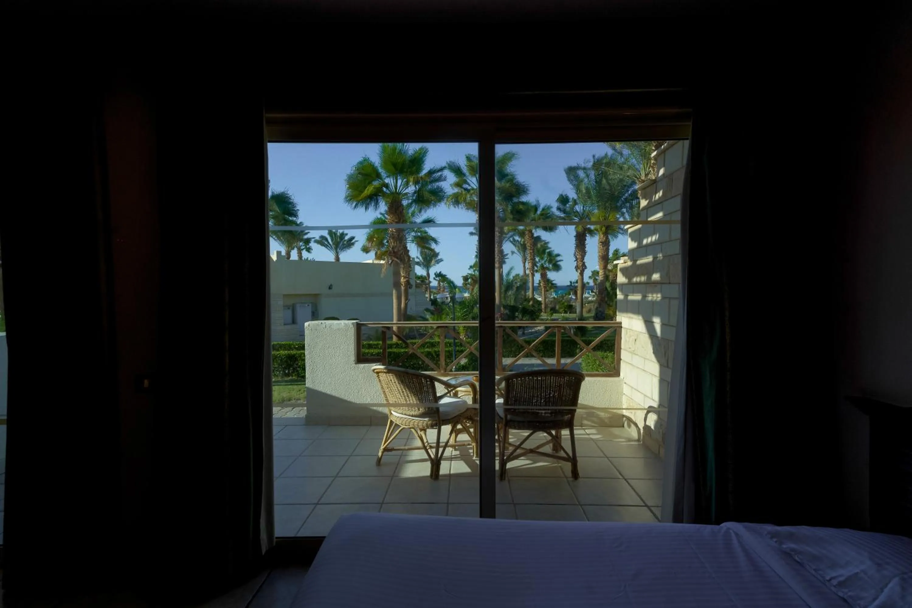 Balcony/Terrace, Bed in Hurghada Coral Beach Hotel