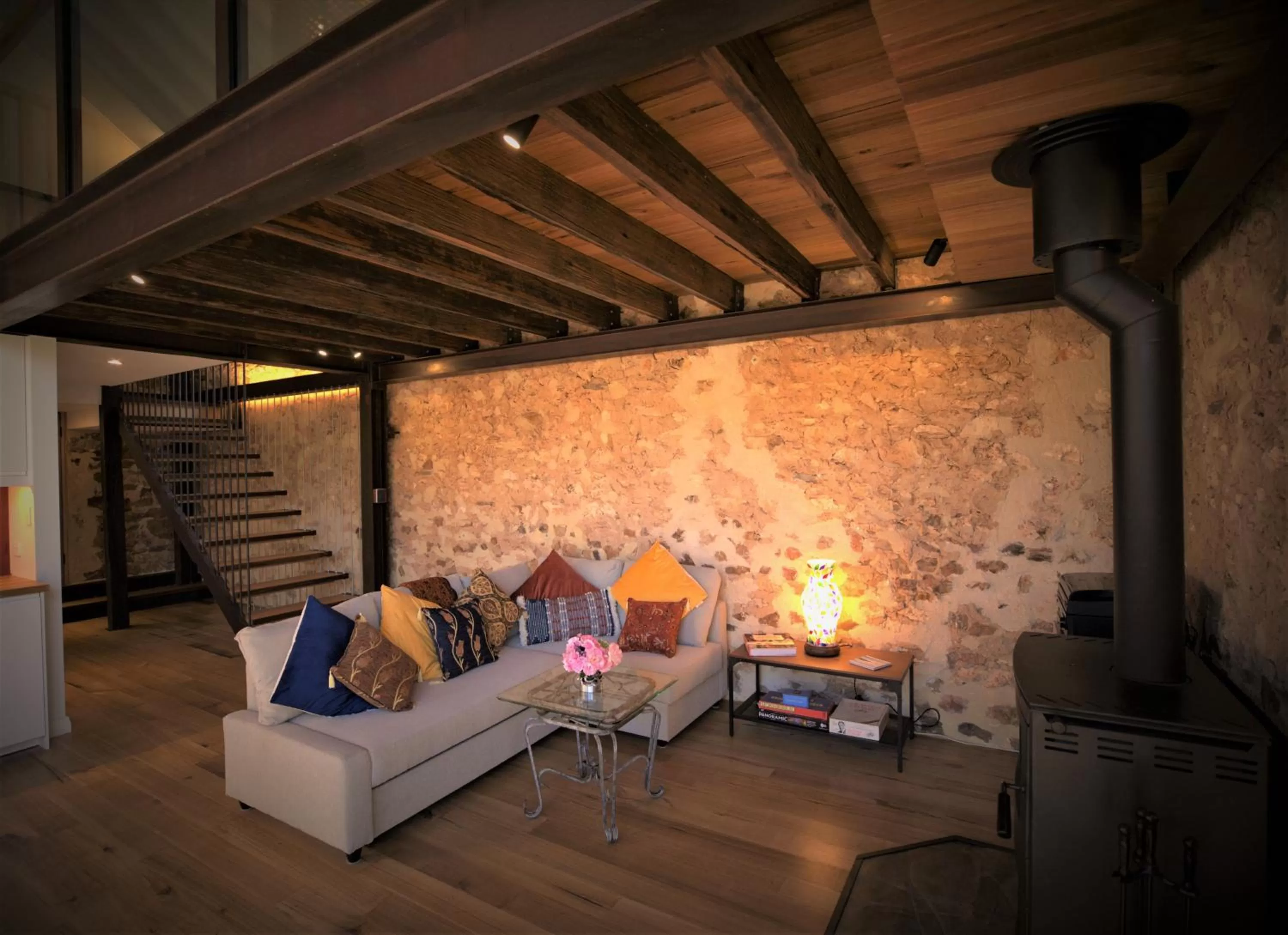 Living room in The Old Chaff Mill Organic Vineyard Retreat