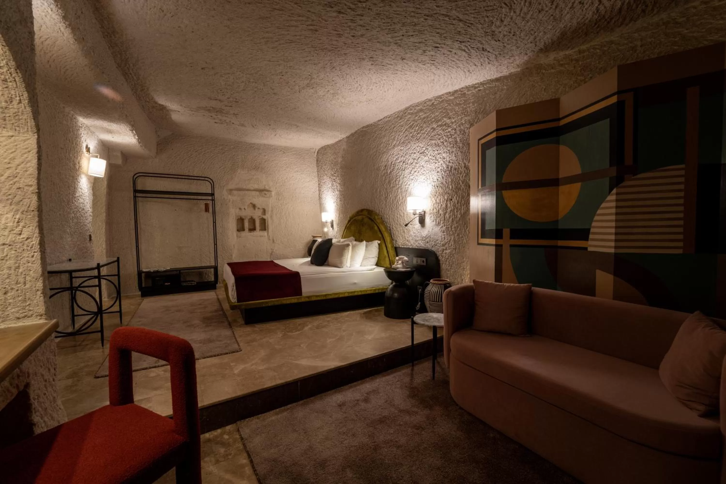 Bedroom, Bed in Artemis Cave Suites & Spa- Adults Only