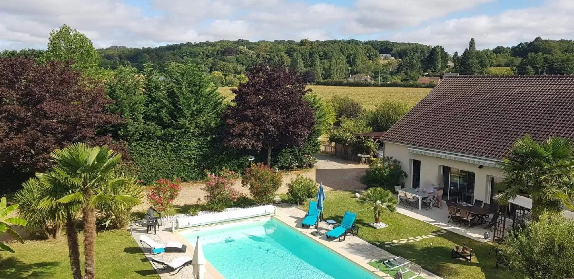 Pool view in La Girouardière