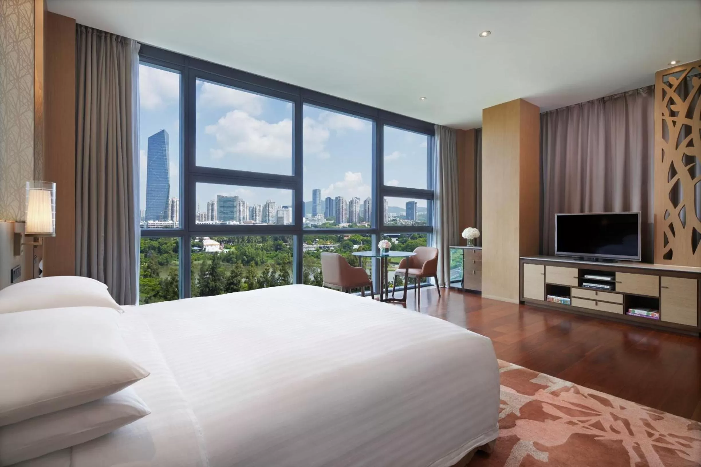 View (from property/room), Bed in The OCT Harbour, Shenzhen - Marriott Executive Apartments