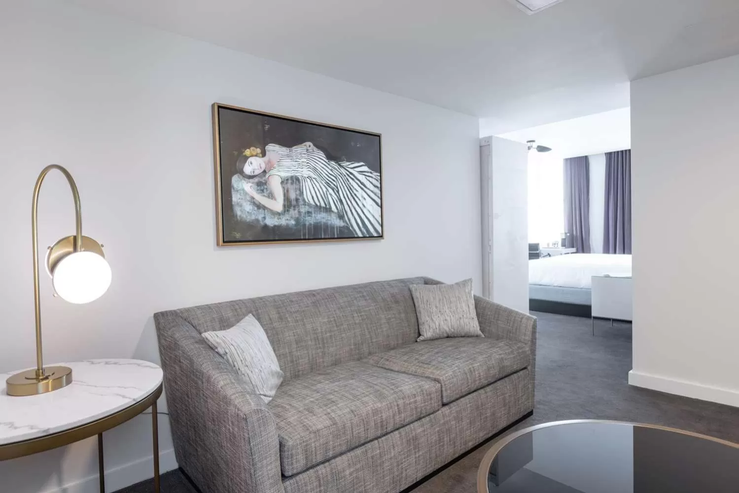 Living room, Bed in The Kelly Birmingham, Tapestry Collection By Hilton