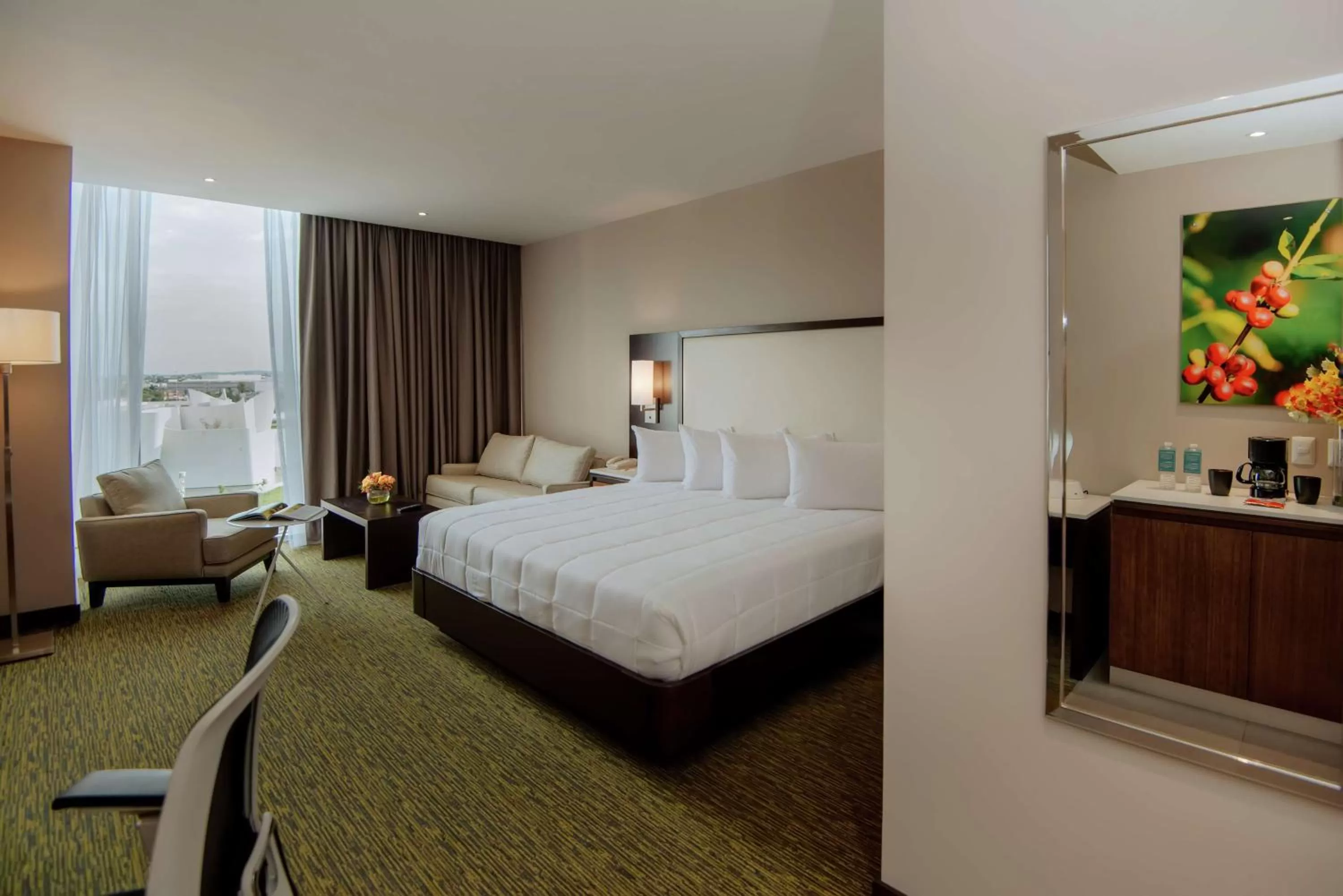 View (from property/room), Bed in Hilton Garden Inn Puebla Angelopolis