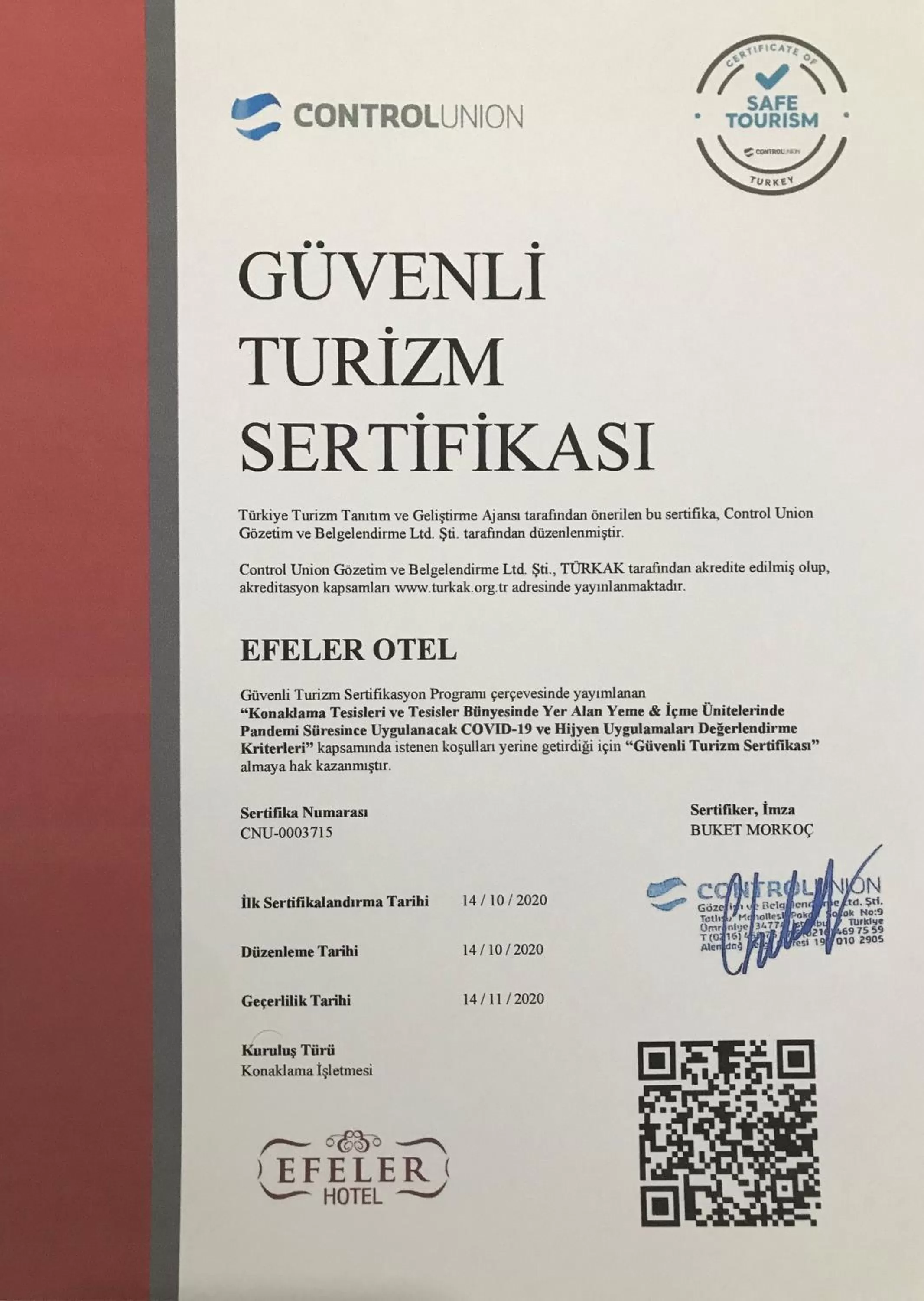 Logo/Certificate/Sign in Efeler Hotel