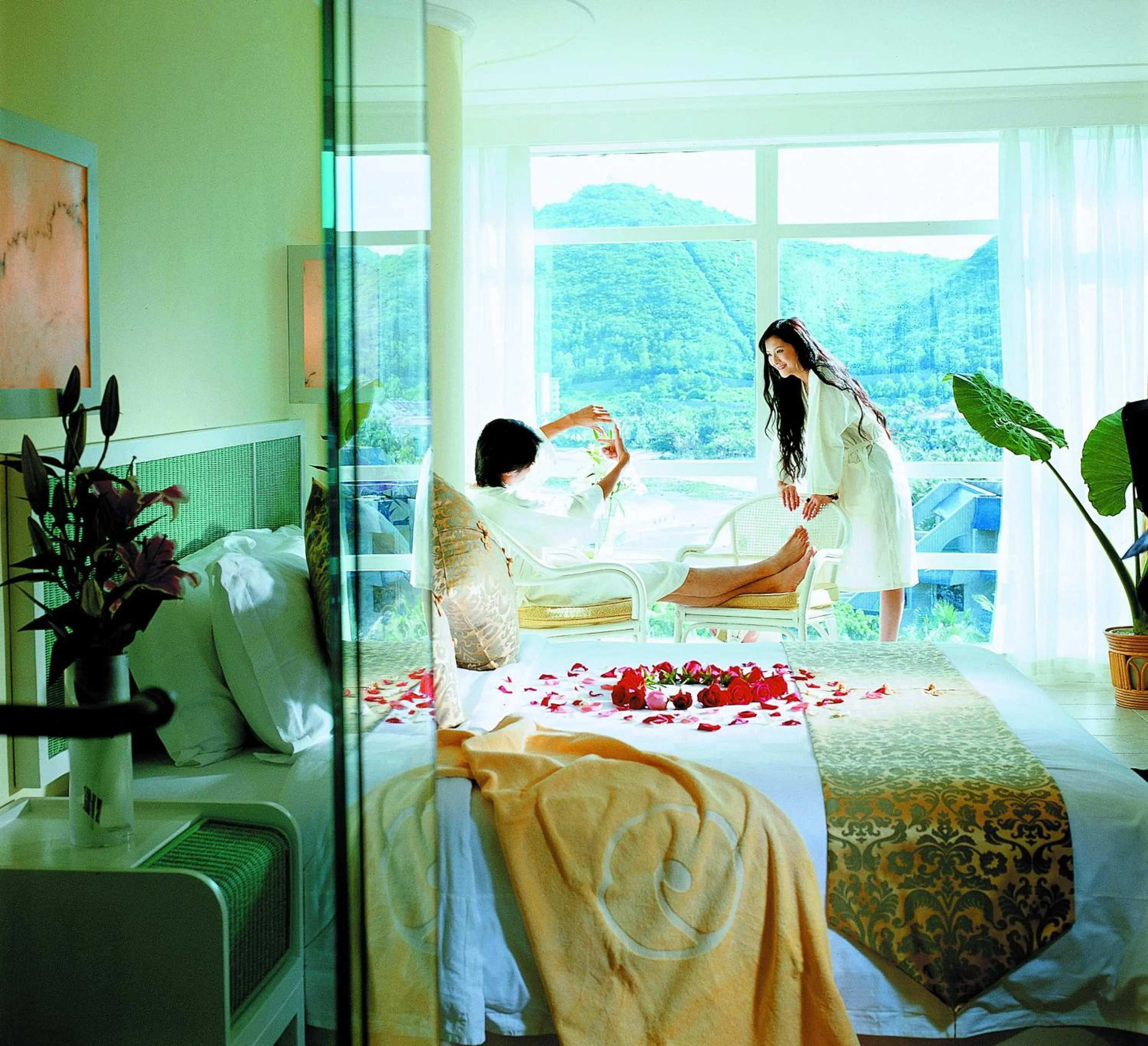 View (from property/room), Bed in Sunshine Resort Intime Sanya