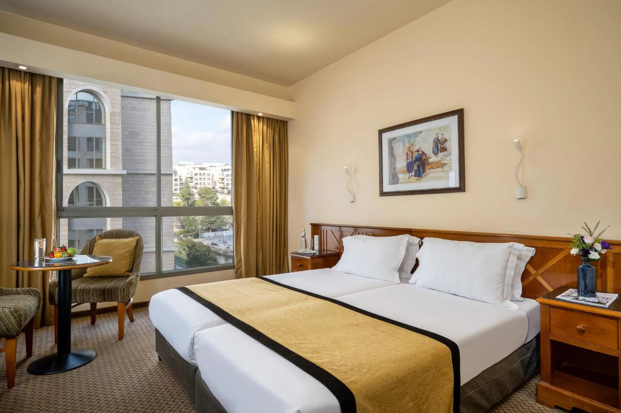 Seating area, Bed in Olive Tree Hotel