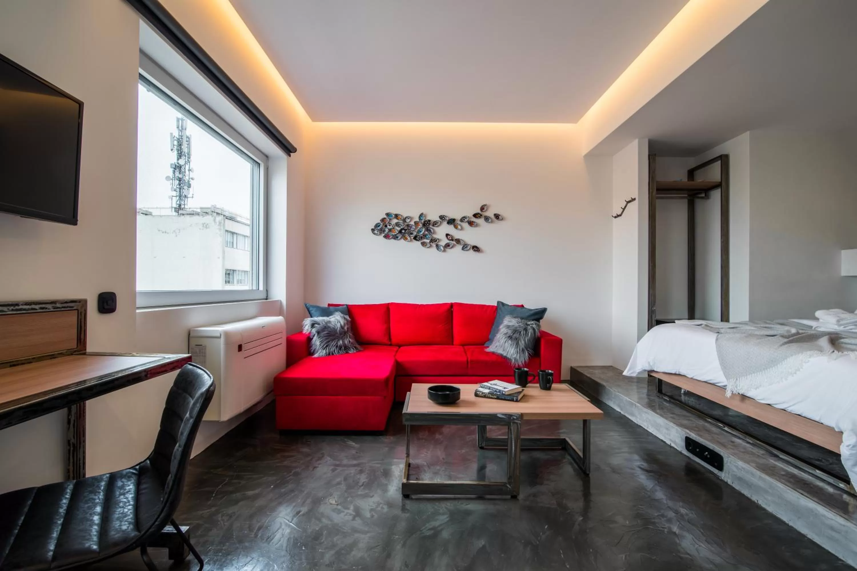 Living room, Bed in AthinA STREETAPARTMENTS