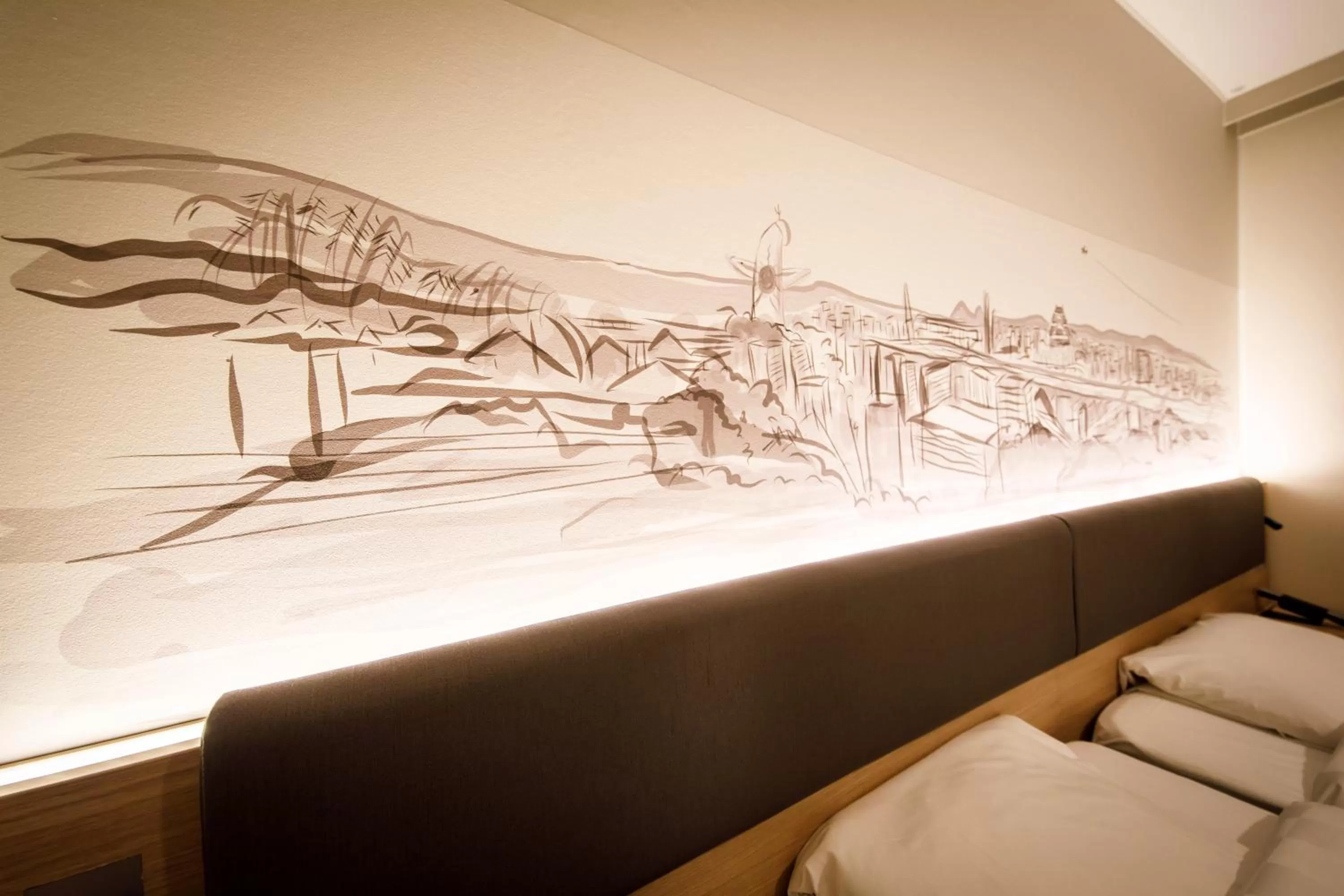 Decorative detail, Bed in Shin Osaka Esaka Tokyu REI Hotel