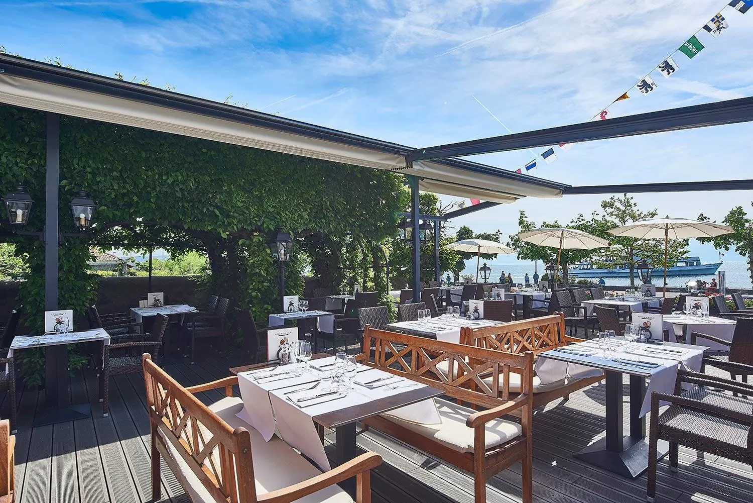 Patio in Romantik Hotel Mont Blanc au Lac