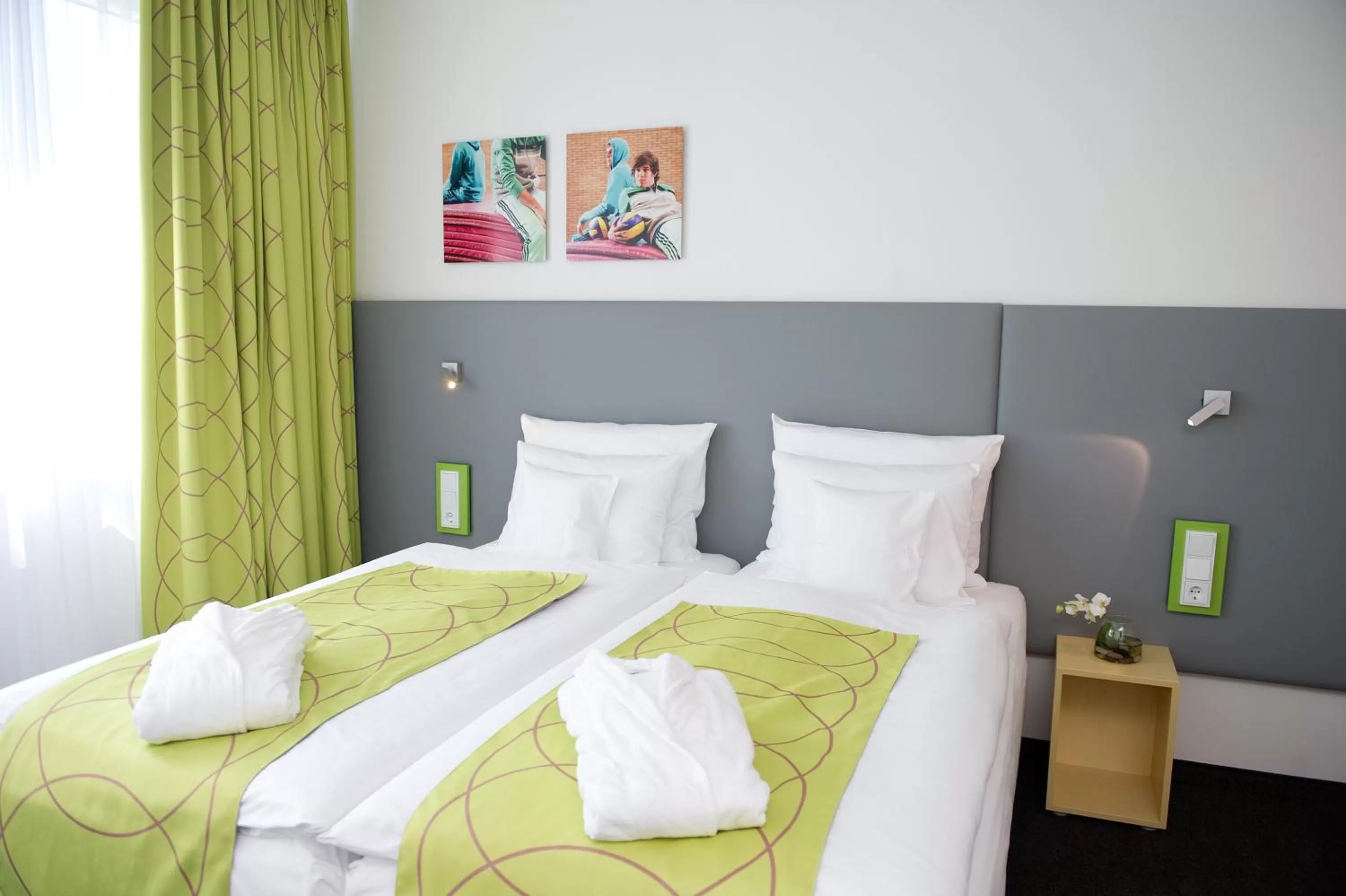 Bed in Lindner Hotel Frankfurt Sportpark, part of JdV by Hyatt