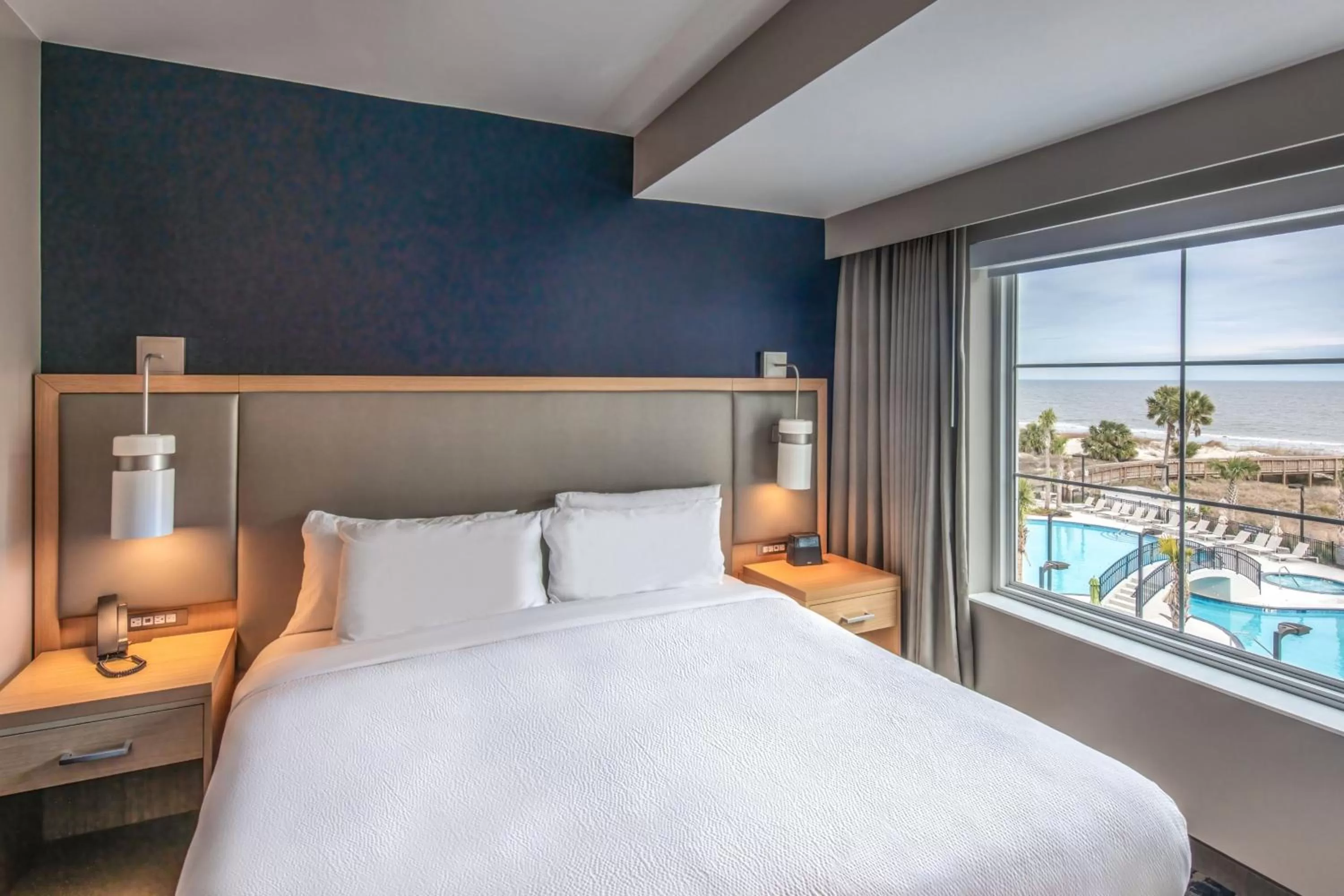 Bedroom, Bed in Residence Inn by Marriott Jekyll Island