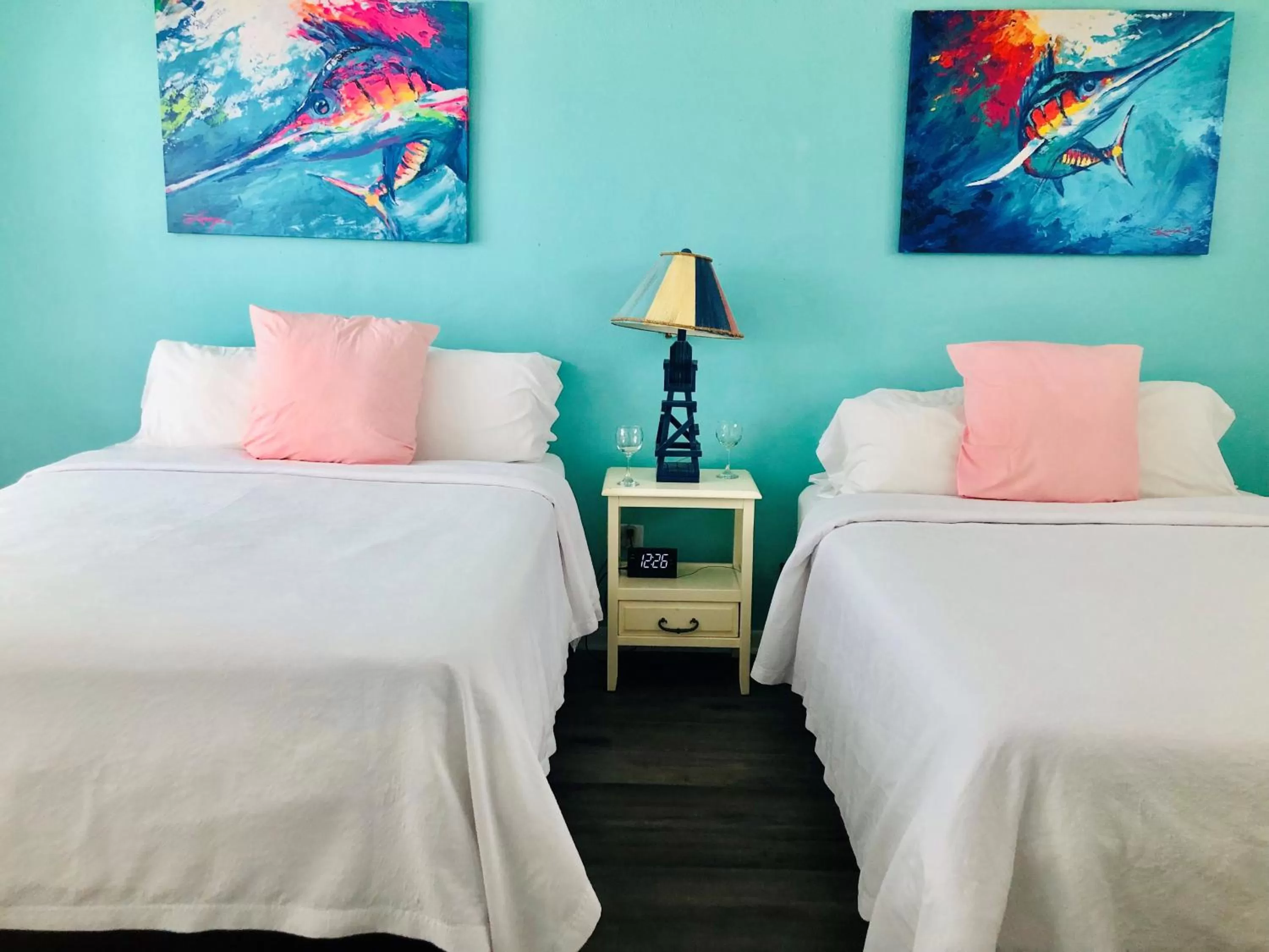 Bed in Drop Anchor Resort & Marina