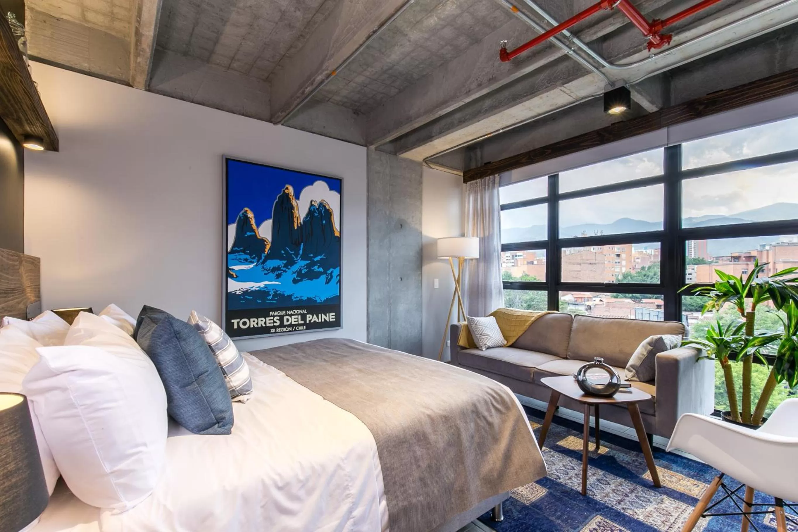 Bed in Factory Lofts Hotel