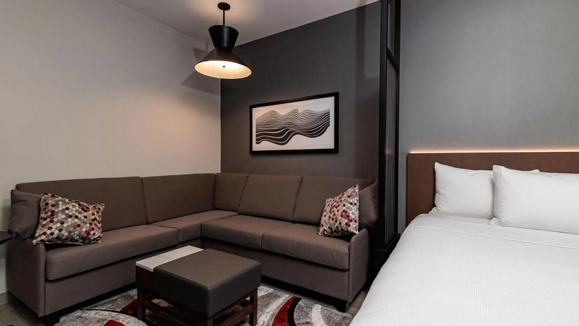 Seating area, Bed in Hyatt Place Toronto-Brampton