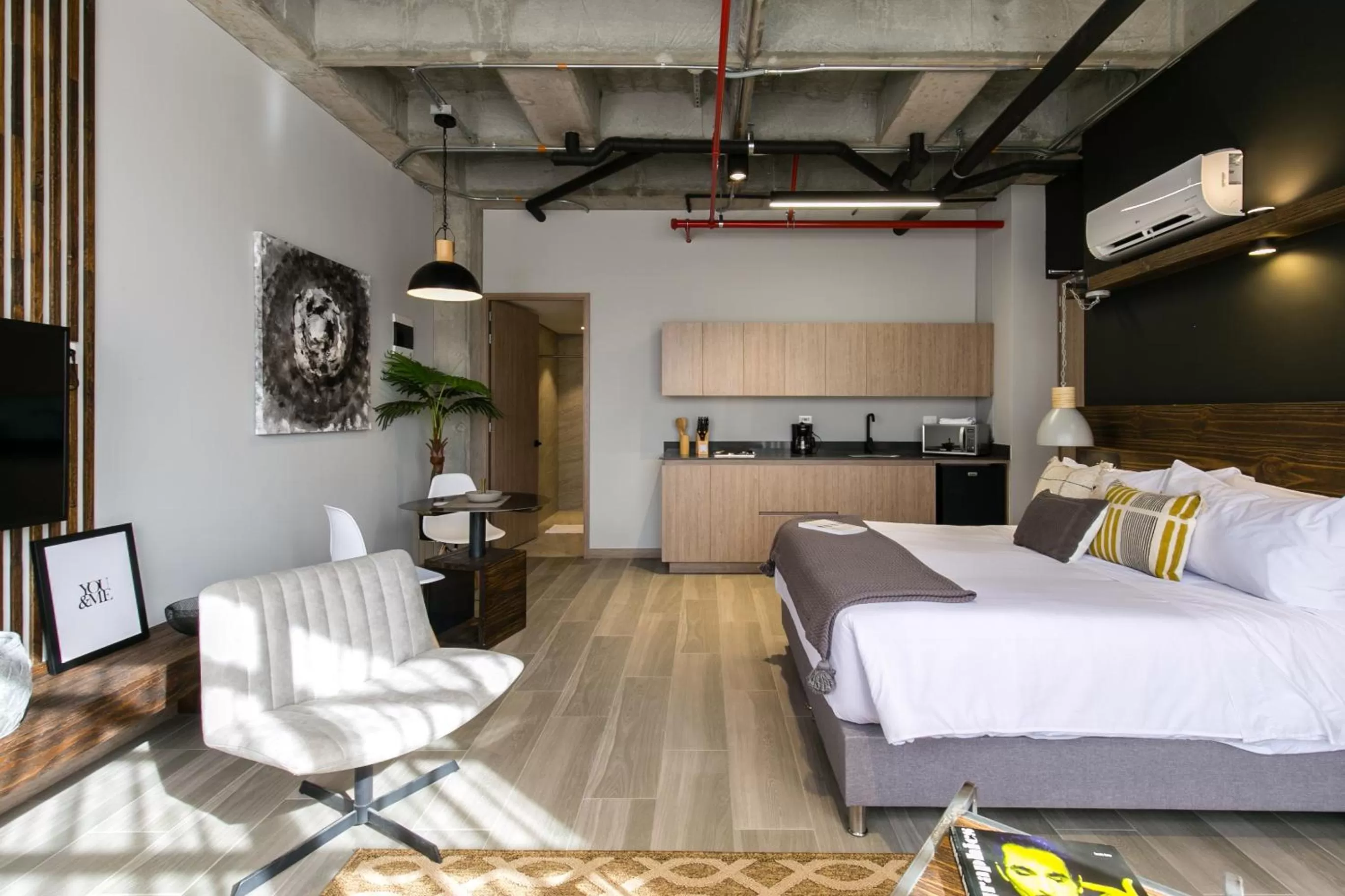 Bed in Factory Lofts Hotel