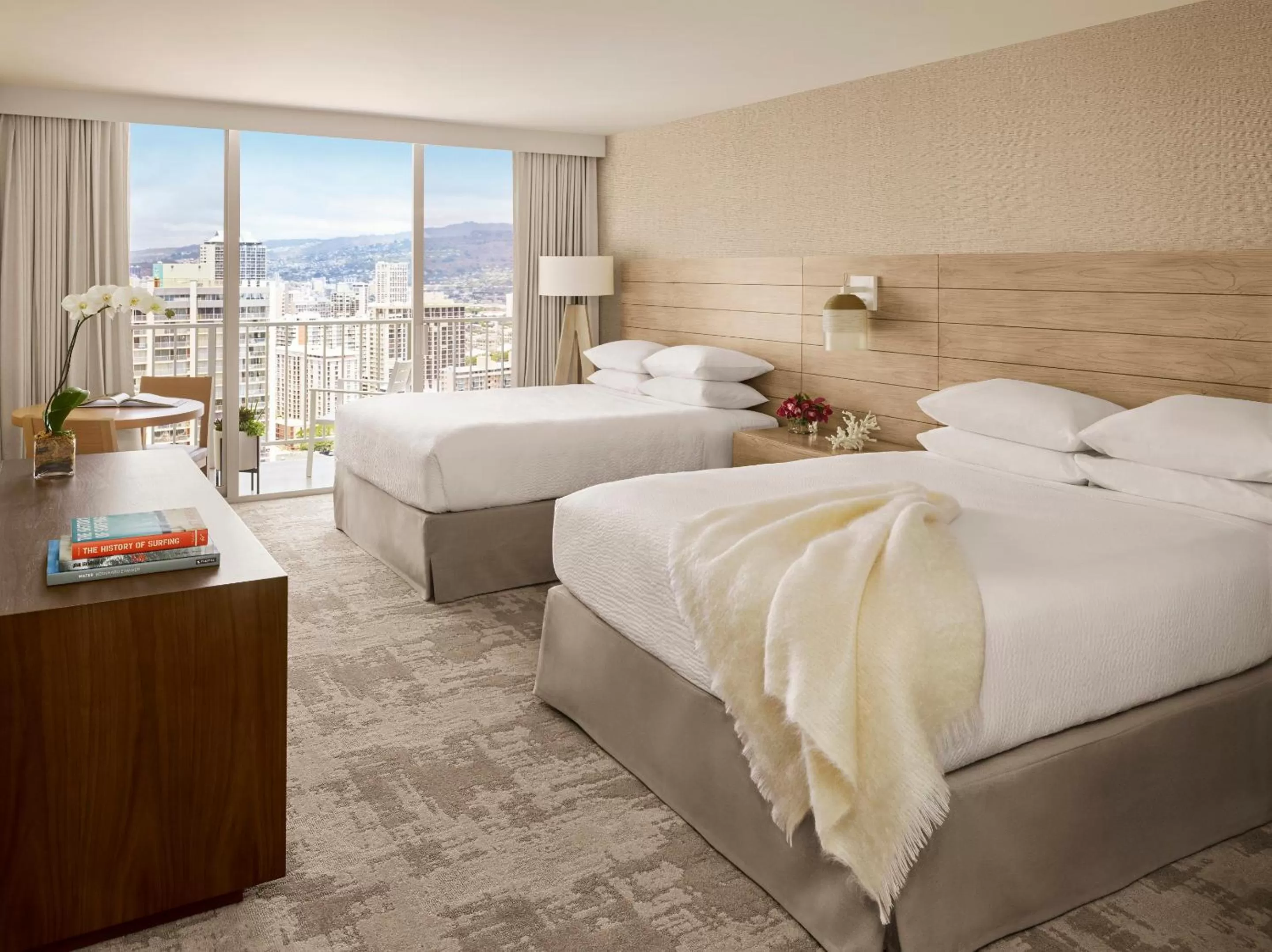 Two Queen Beds and Partial Ocean View in 'Alohilani Resort Waikiki Beach