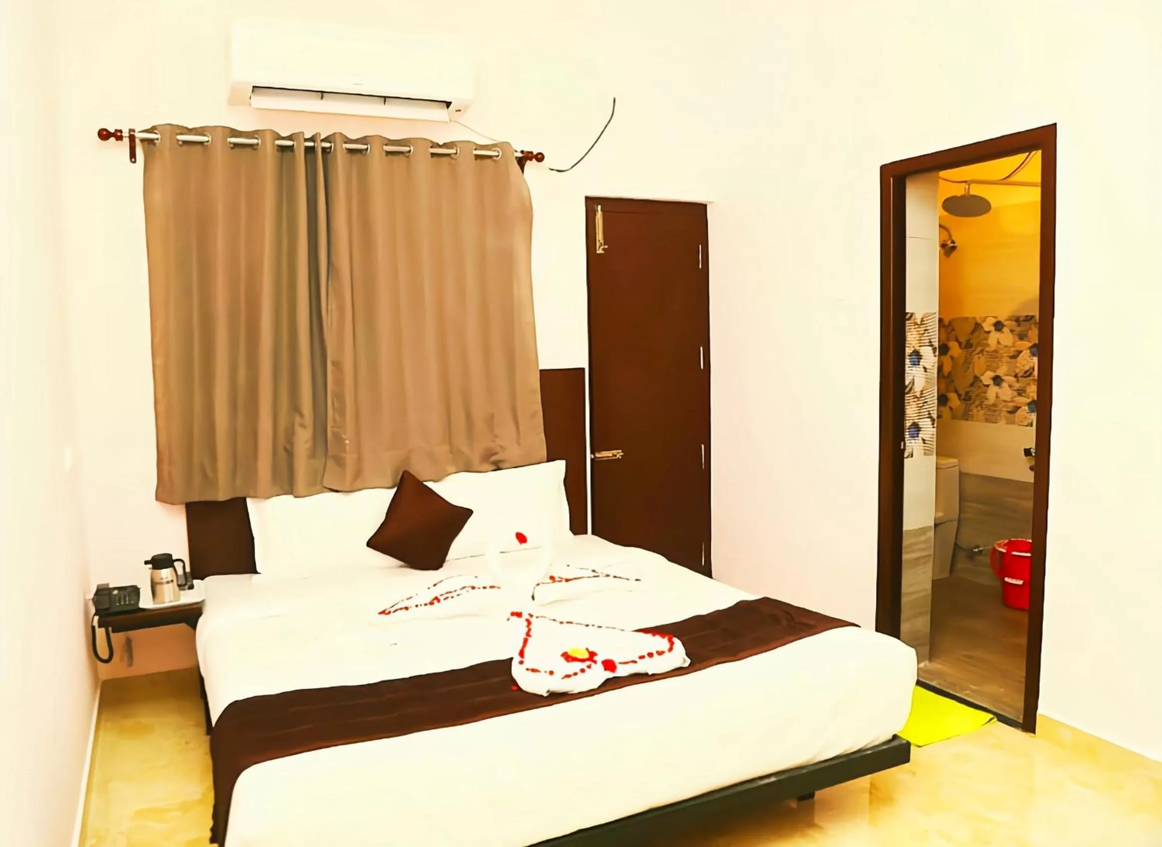 Bed in Hotel RK - Temple Stay