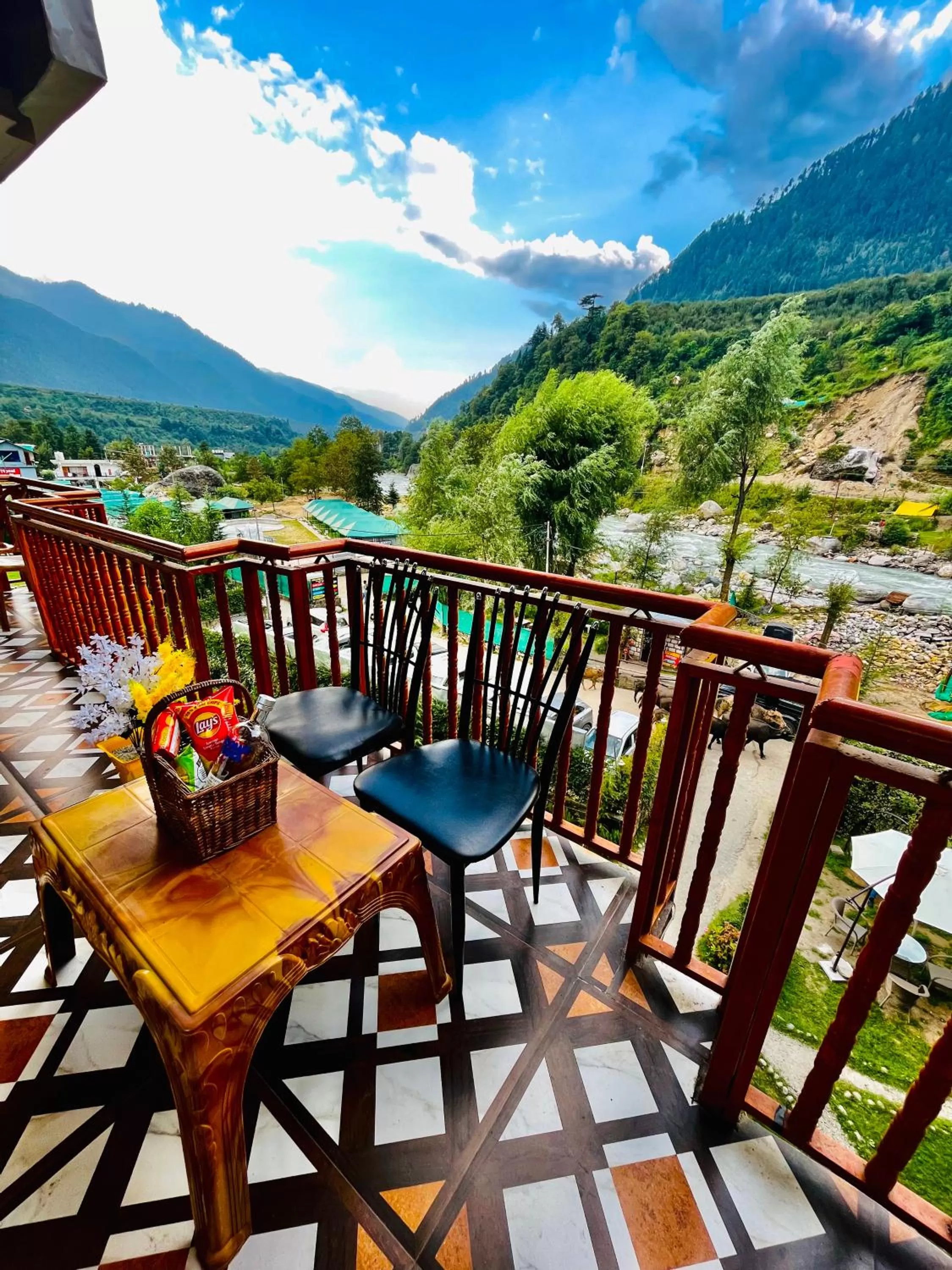 Balcony/Terrace in Himalayan Riverside Resort, Manali