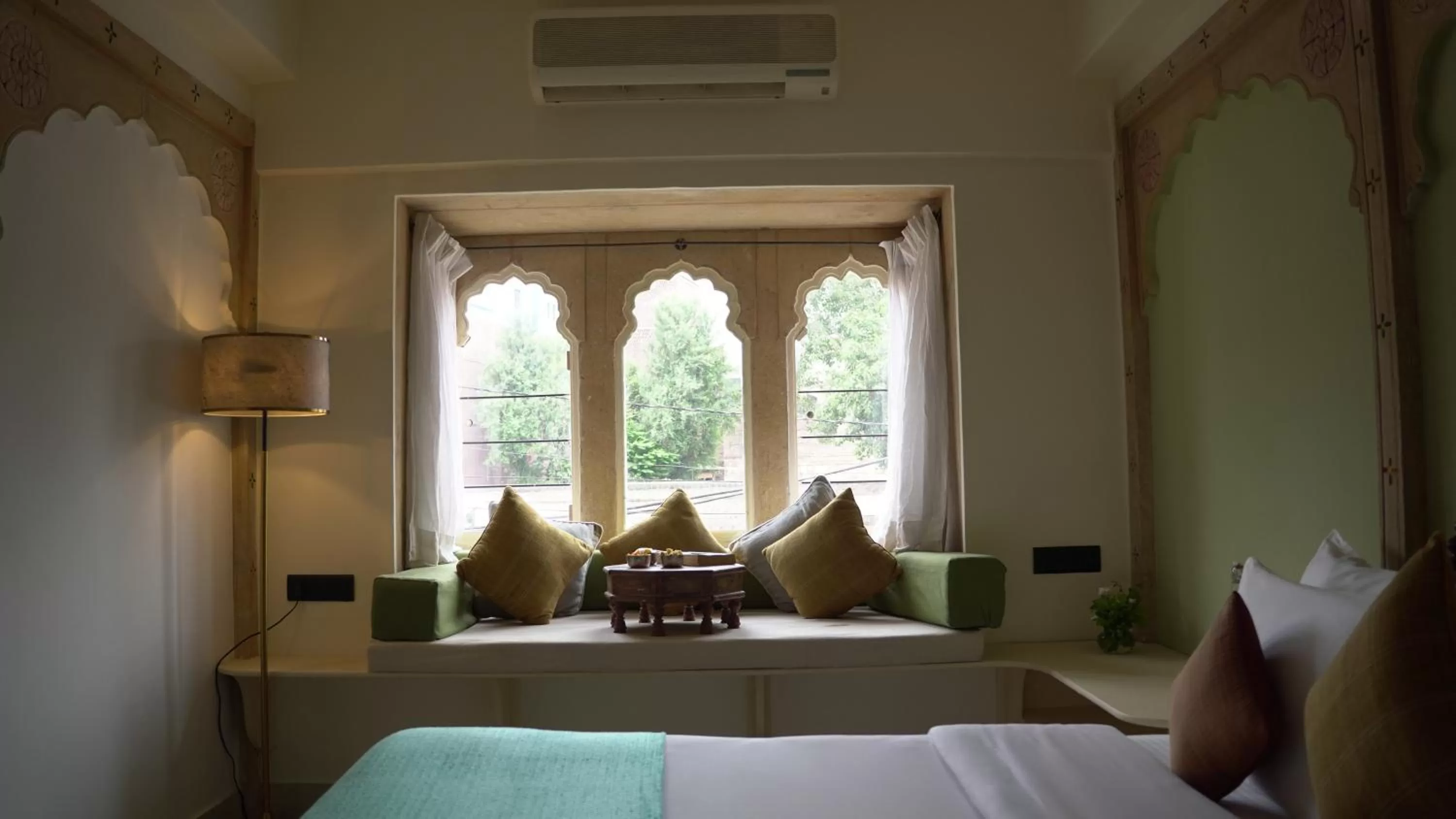 Bed, Seating Area in The Stepwell Hotel