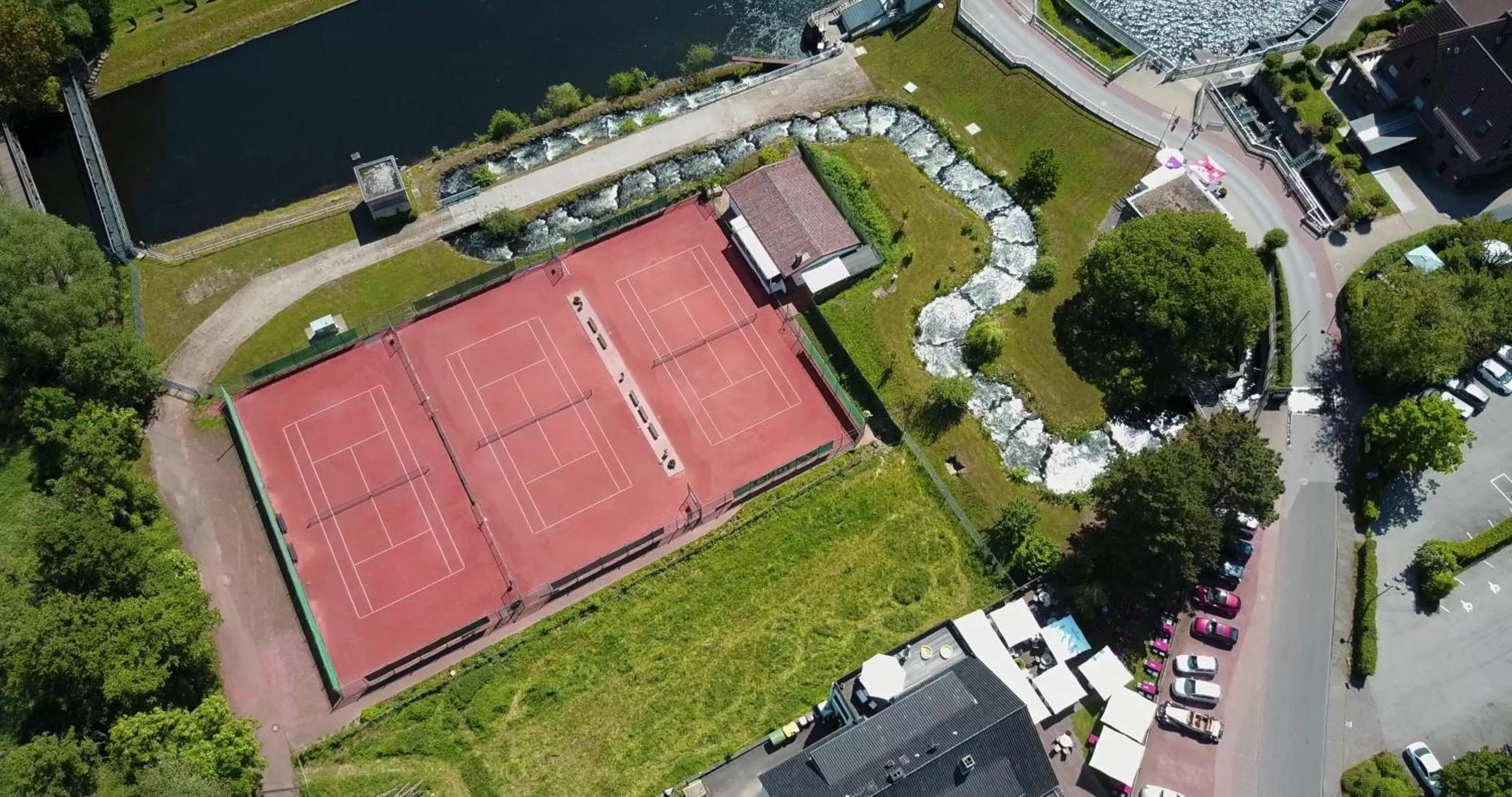 Tennis court, Bird's-eye View in Hotel am See