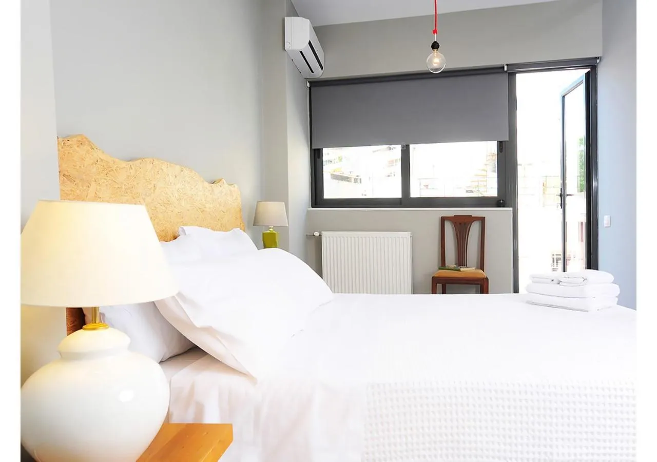 Balcony/Terrace, Bed in Live in Athens, PSYRRI Central Apartments