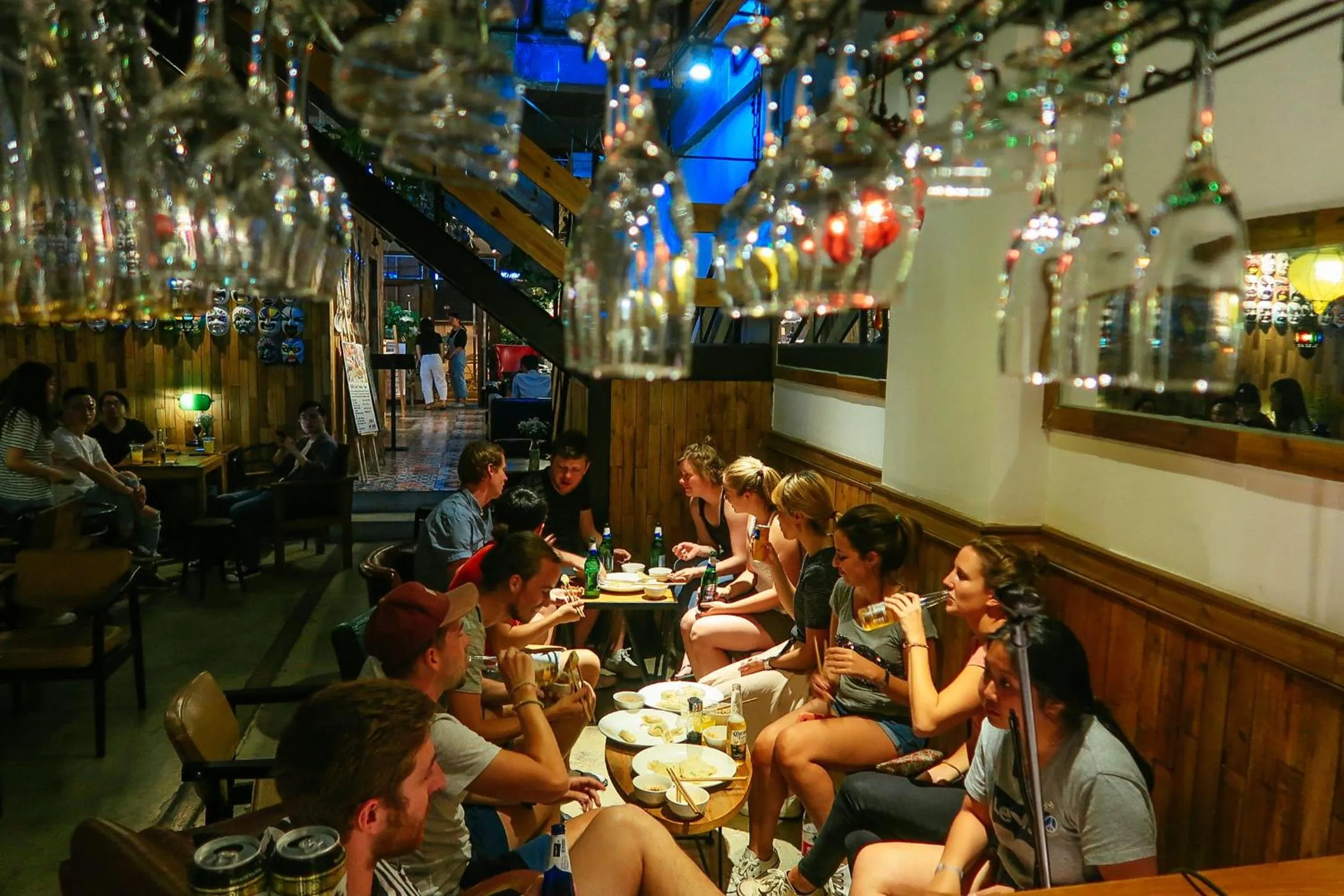 Lounge or bar in SONDERIA Lazybones Hostel- Wenshu Temple Side, Chill Hostel with All-Day Brunch, Travel Agency in English & Local Bar Vibes