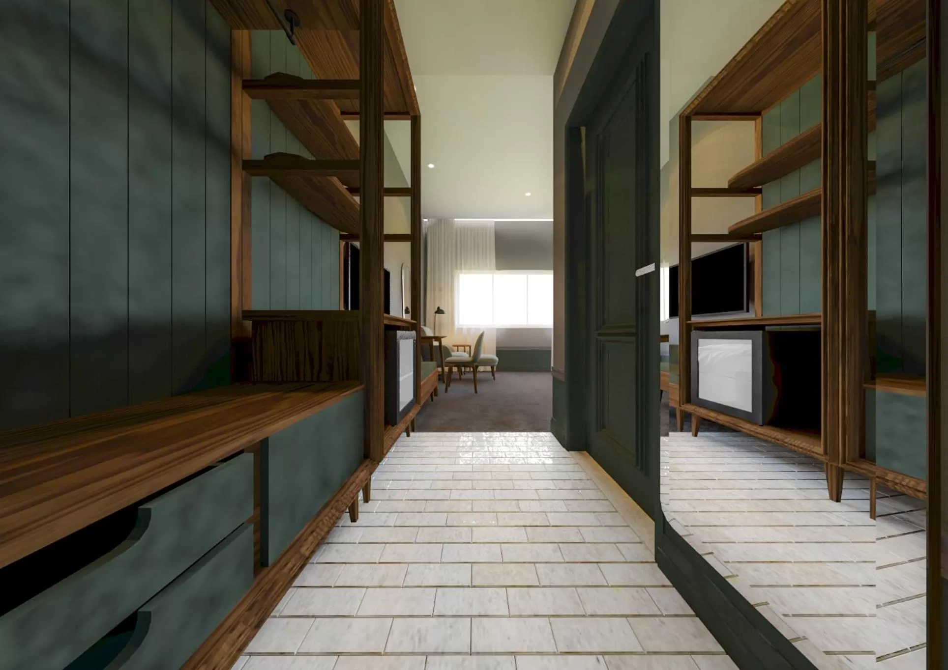 wardrobe, Bed in The Jesselton Hotel