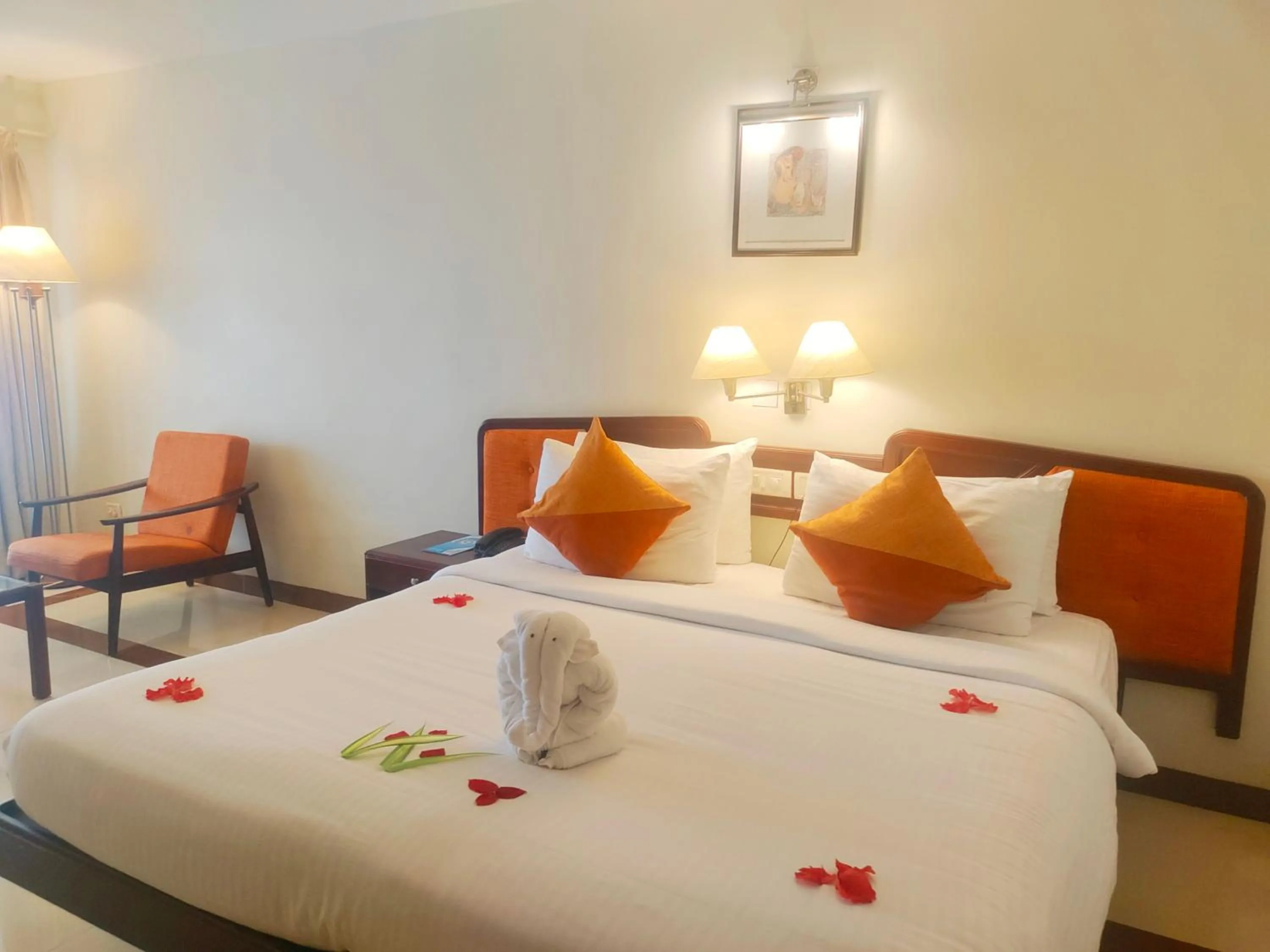 Bed in The Travancore Heritage Beach Resort