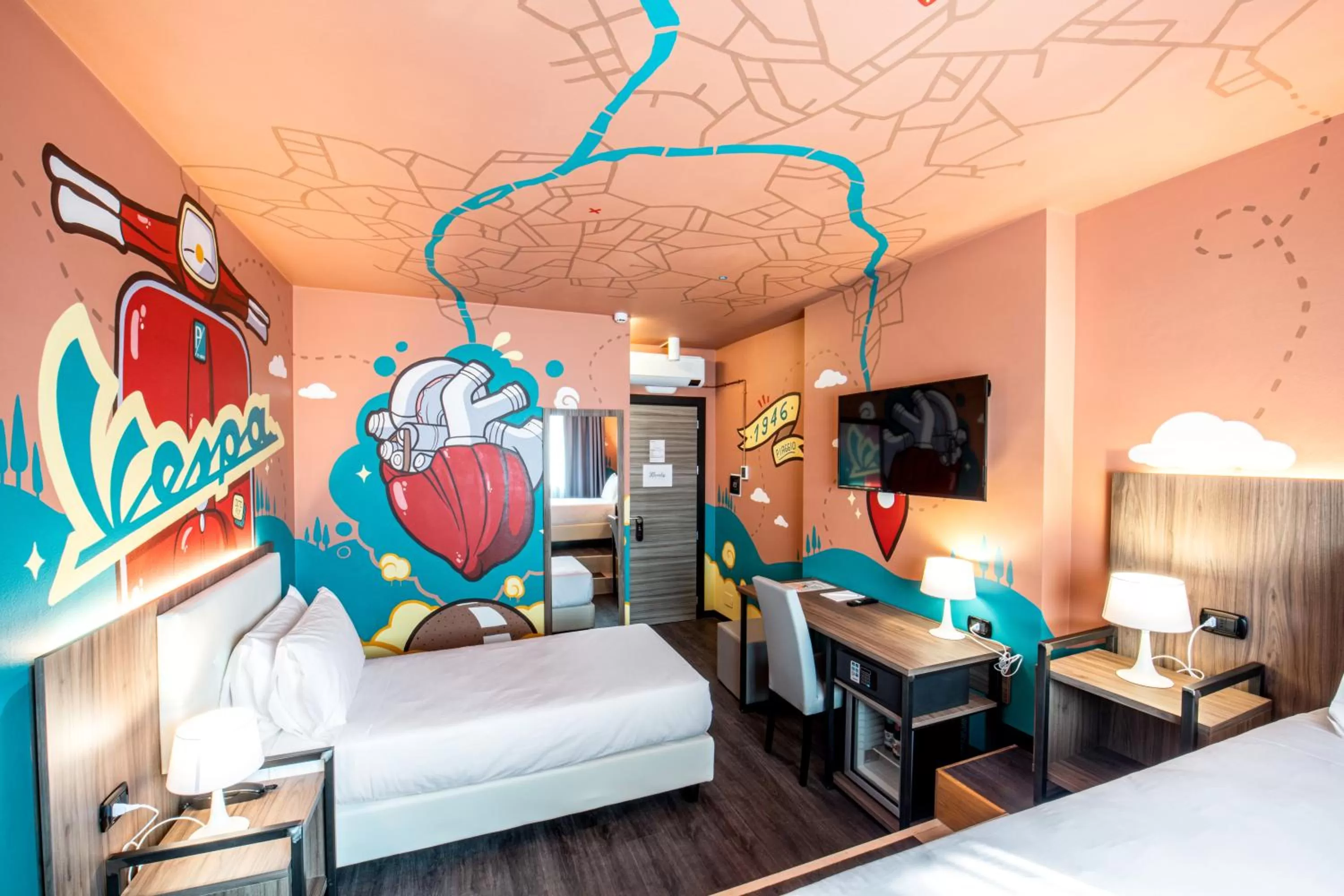 Bed in Muraless Art Hotel - WorldHotels Crafted