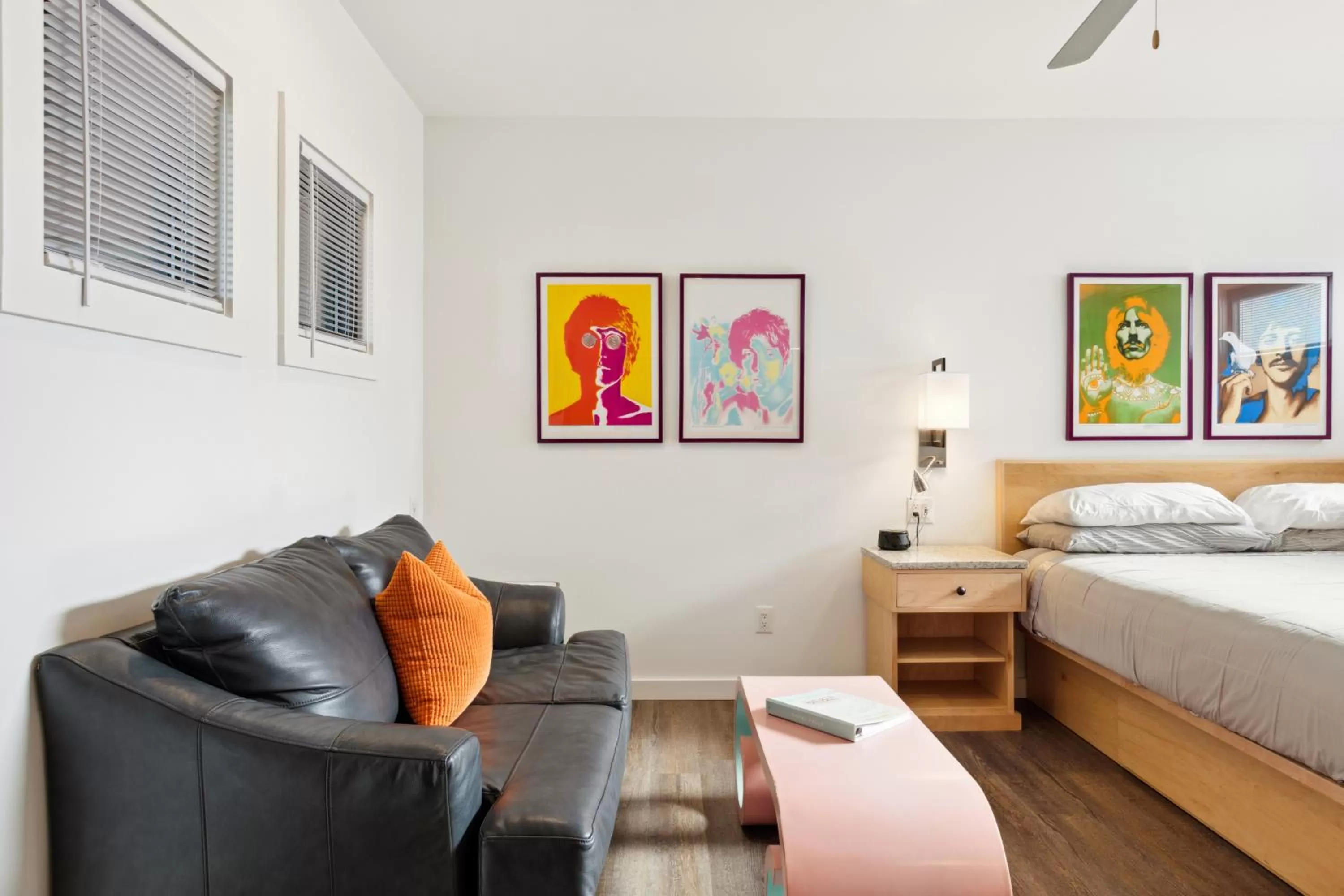 Bed in Hotel Folly with Marsh and Sunset Views