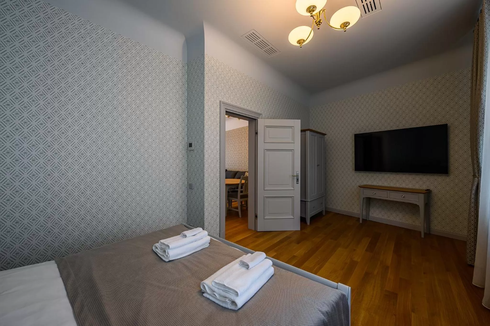 Bed in Roze Kūrmājas Residence